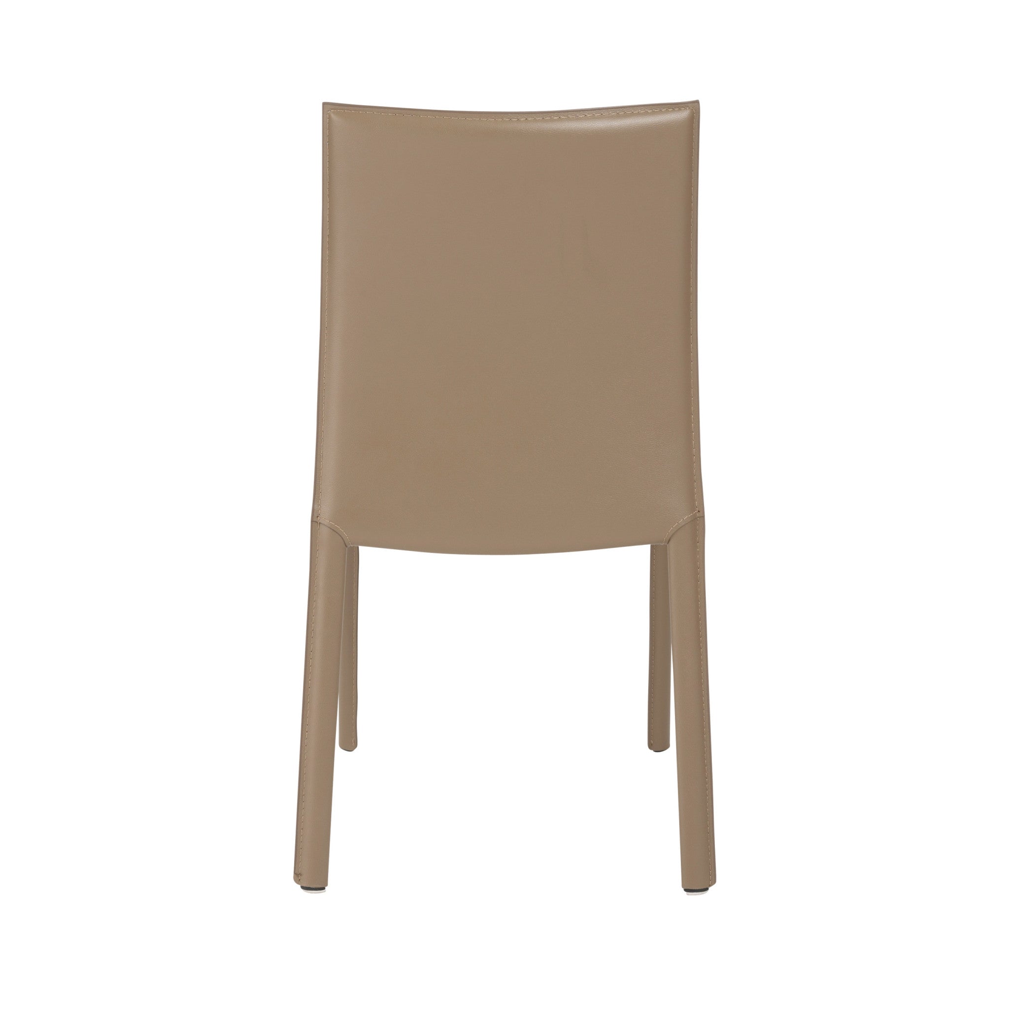 Set of Two Taupe Upholstered Leather Dining Side Chairs