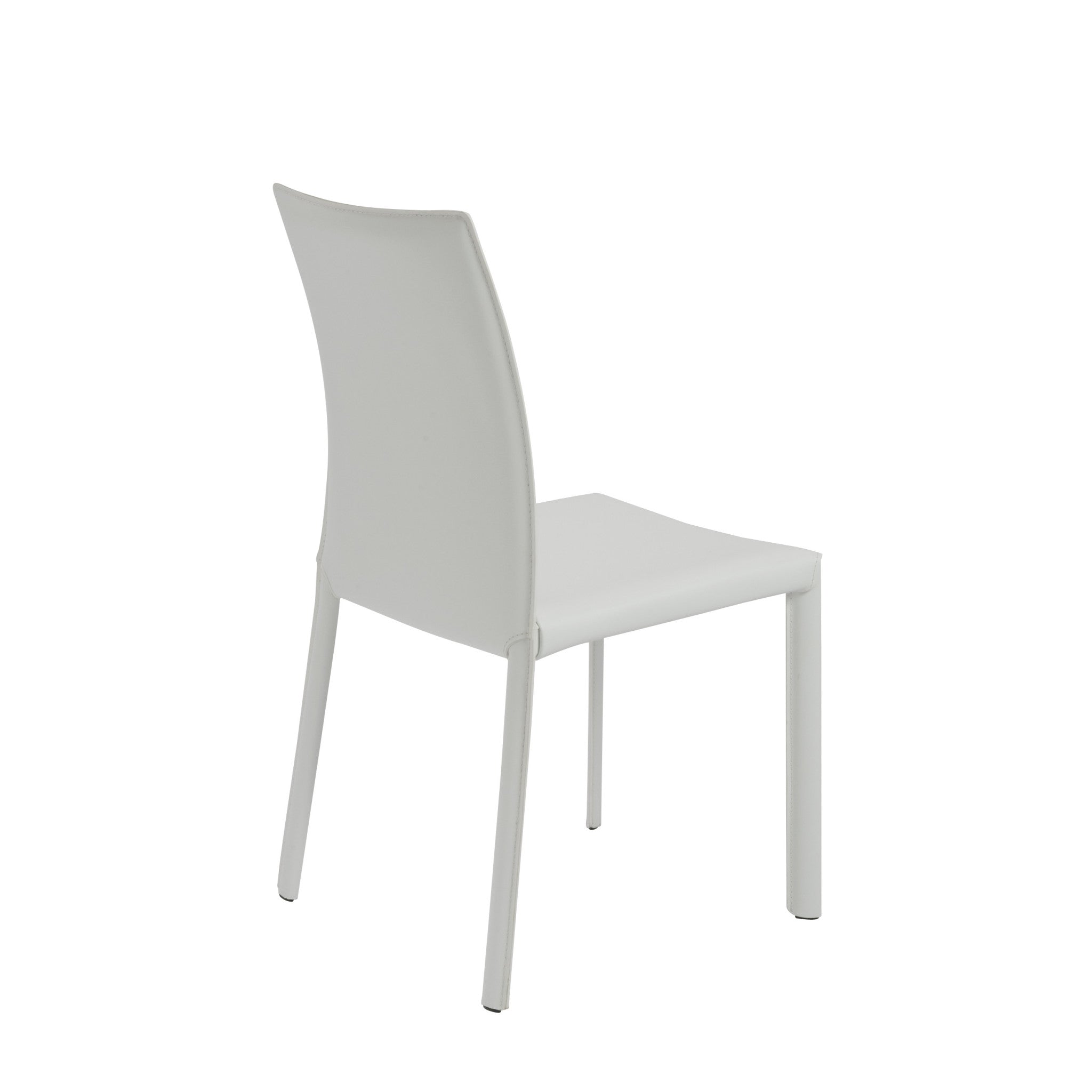 Set of Two White Upholstered Leather Dining Side Chairs