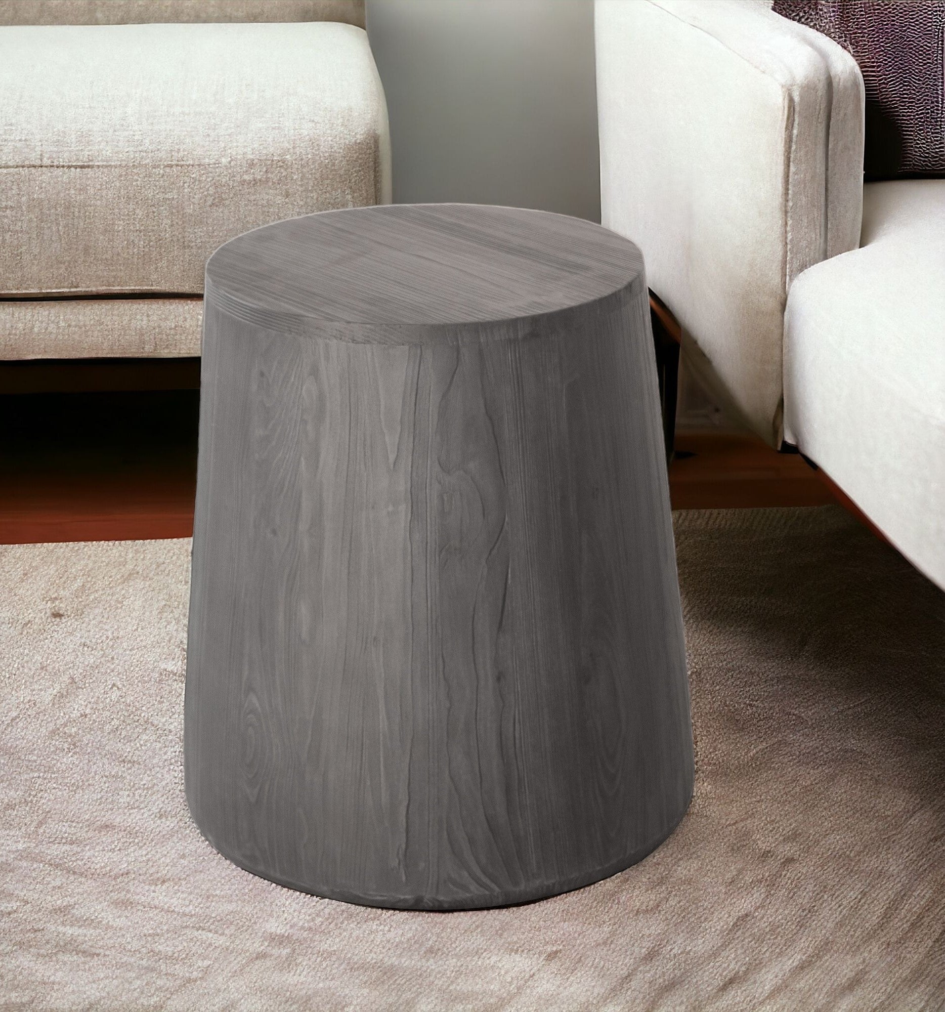 18" Ebony Solid Wood Round End Table