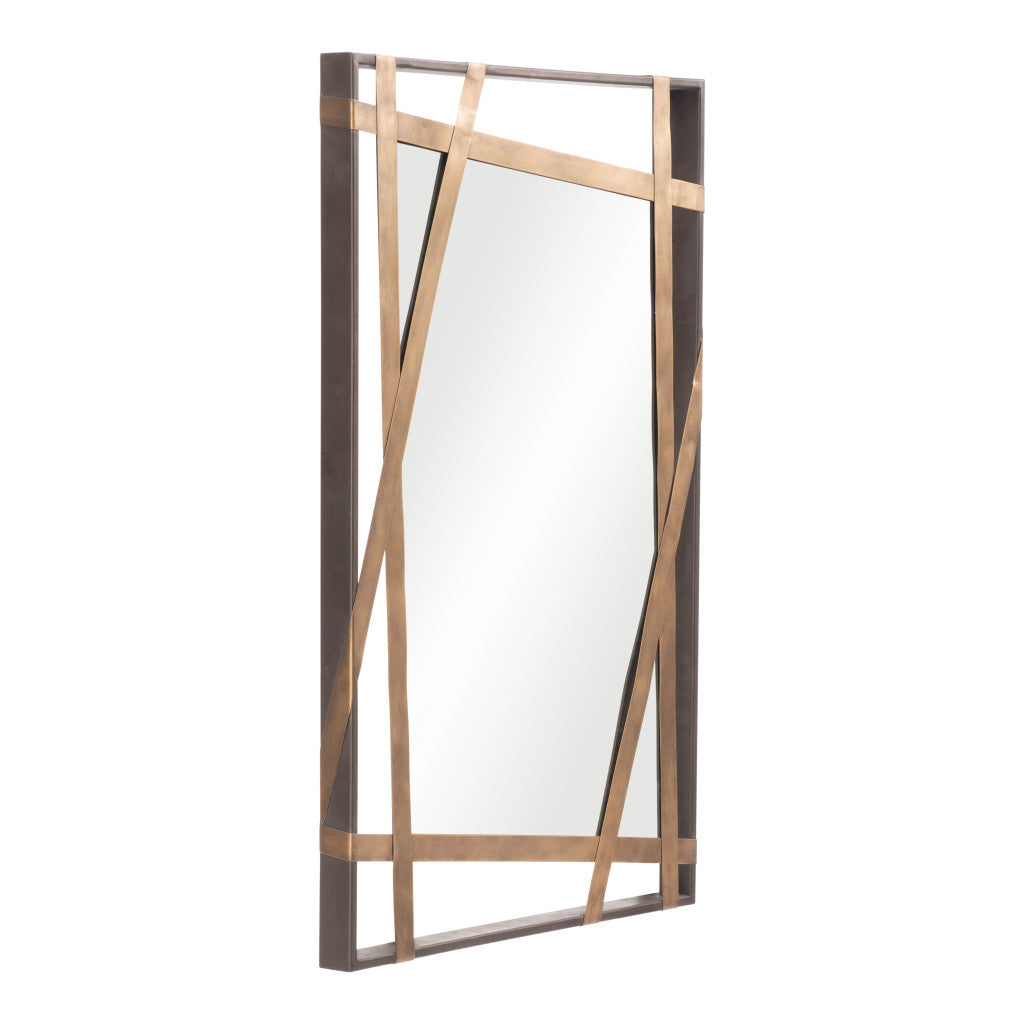 32" Gold and Black Accent Steel Mirror