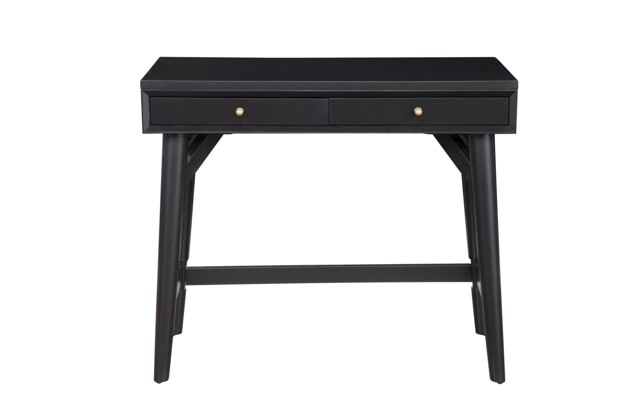 36" Black Solid Wood Writing Desk With Two Drawers