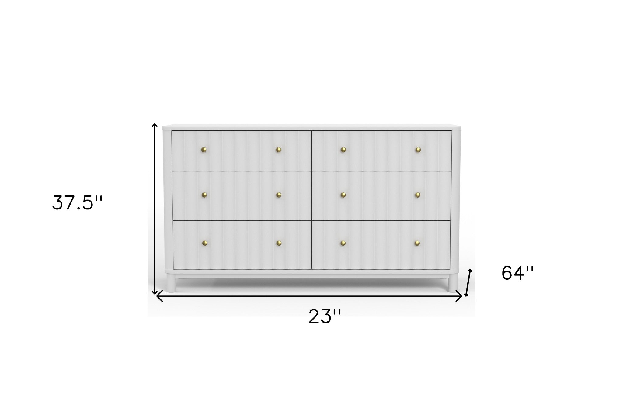 61" White Solid Wood Six Drawer Double Dresser