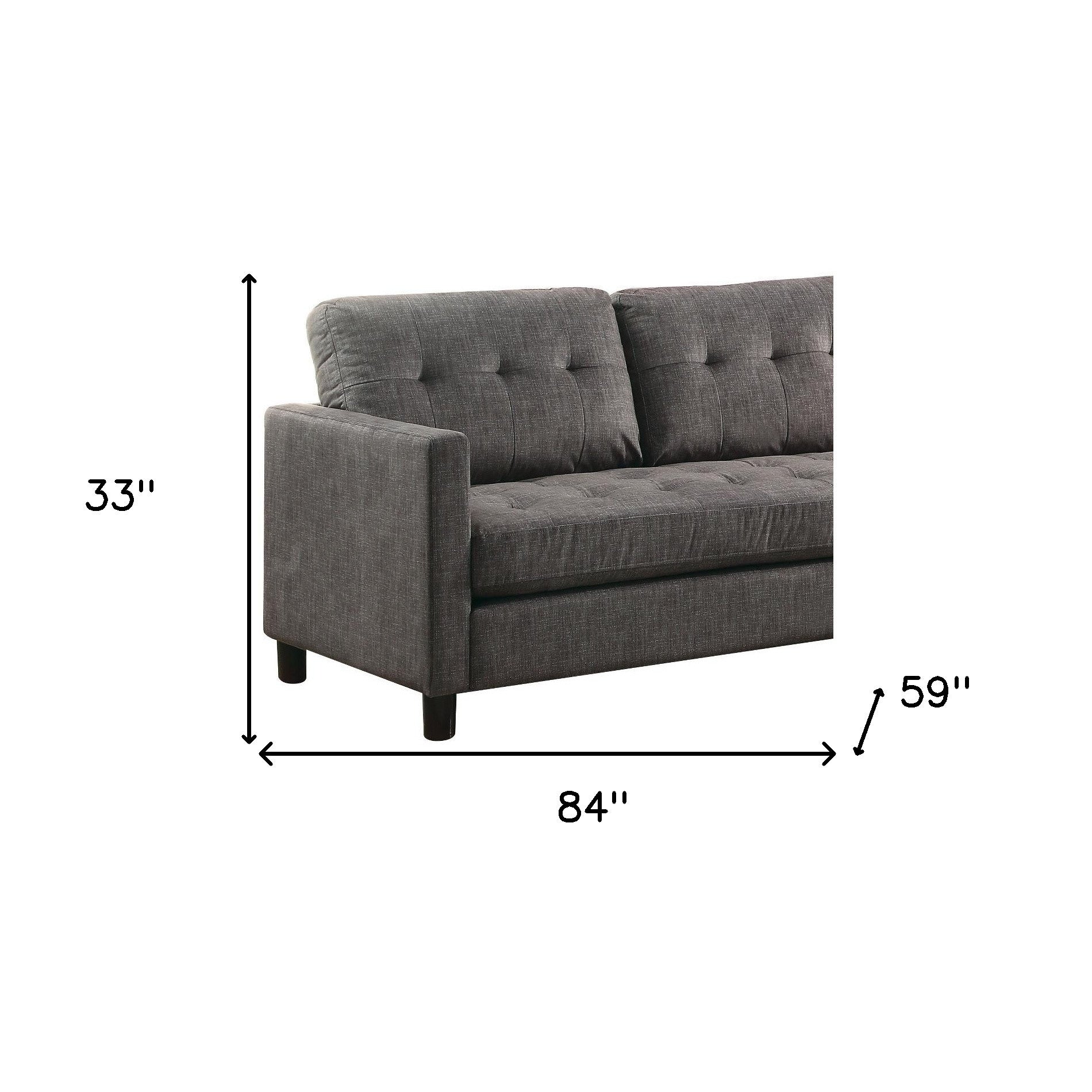 Gray Linen L Shaped Two Piece Seating Component