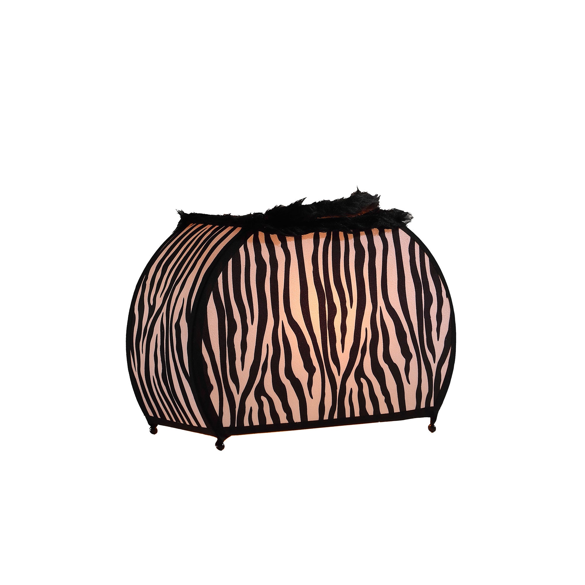 12" Black And White Funky Zebra Pattern Novelty Table Lamp