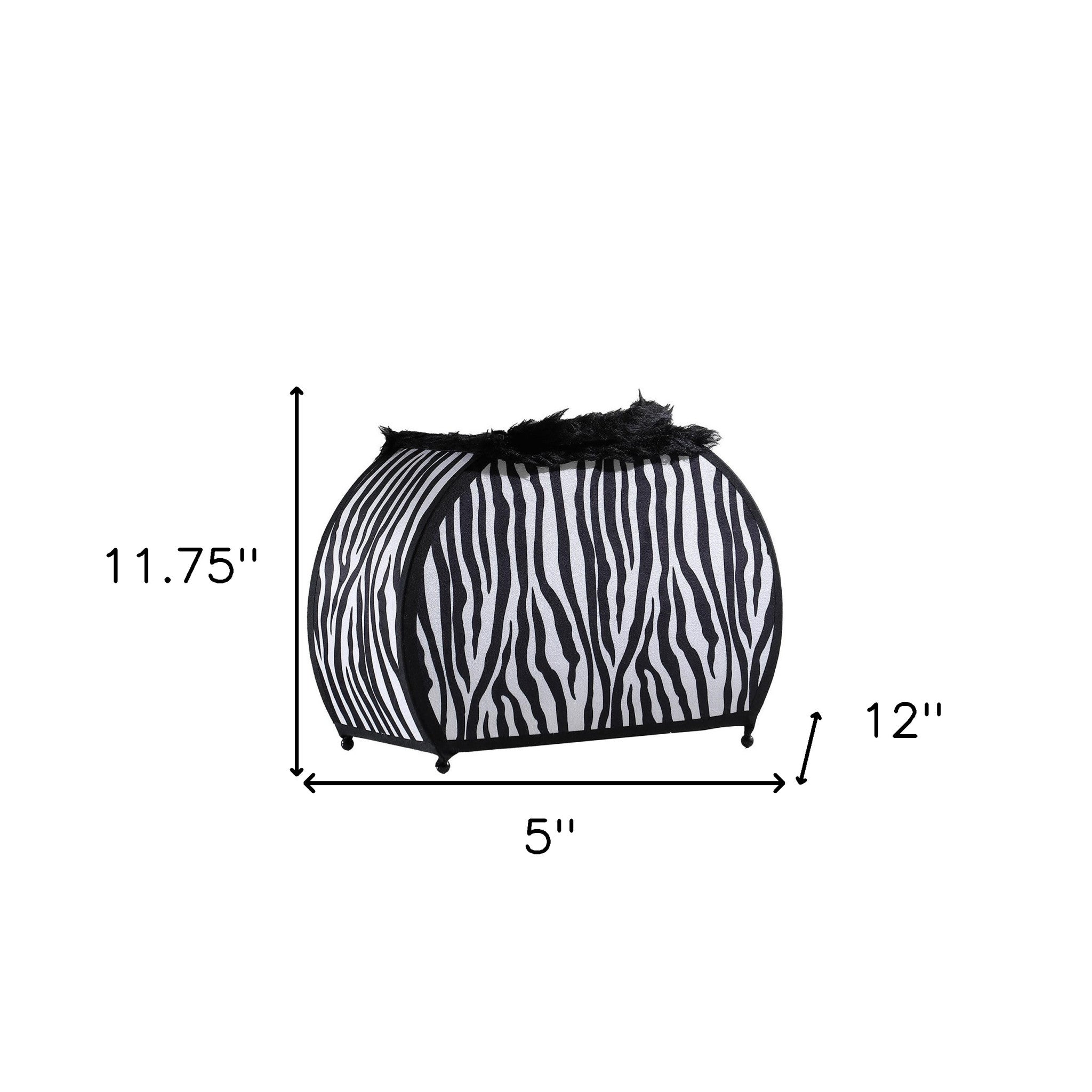 12" Black And White Funky Zebra Pattern Novelty Table Lamp