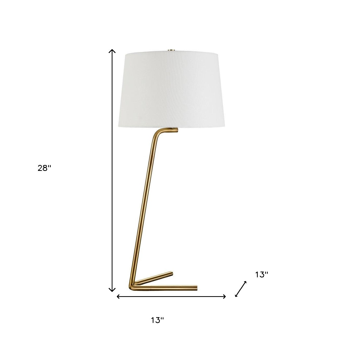 28" Gold Metal Table Lamp With White Drum Shade