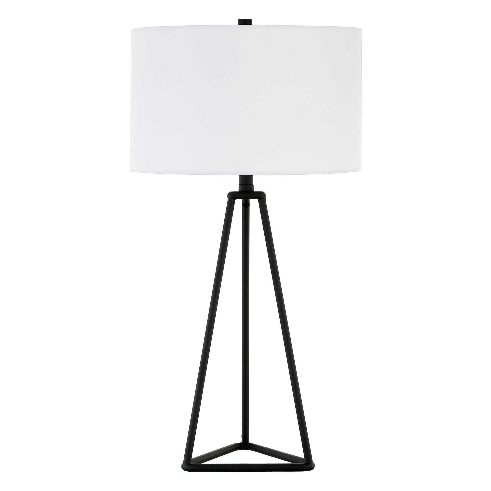 26" Black Metal Table Lamp With White Drum Shade