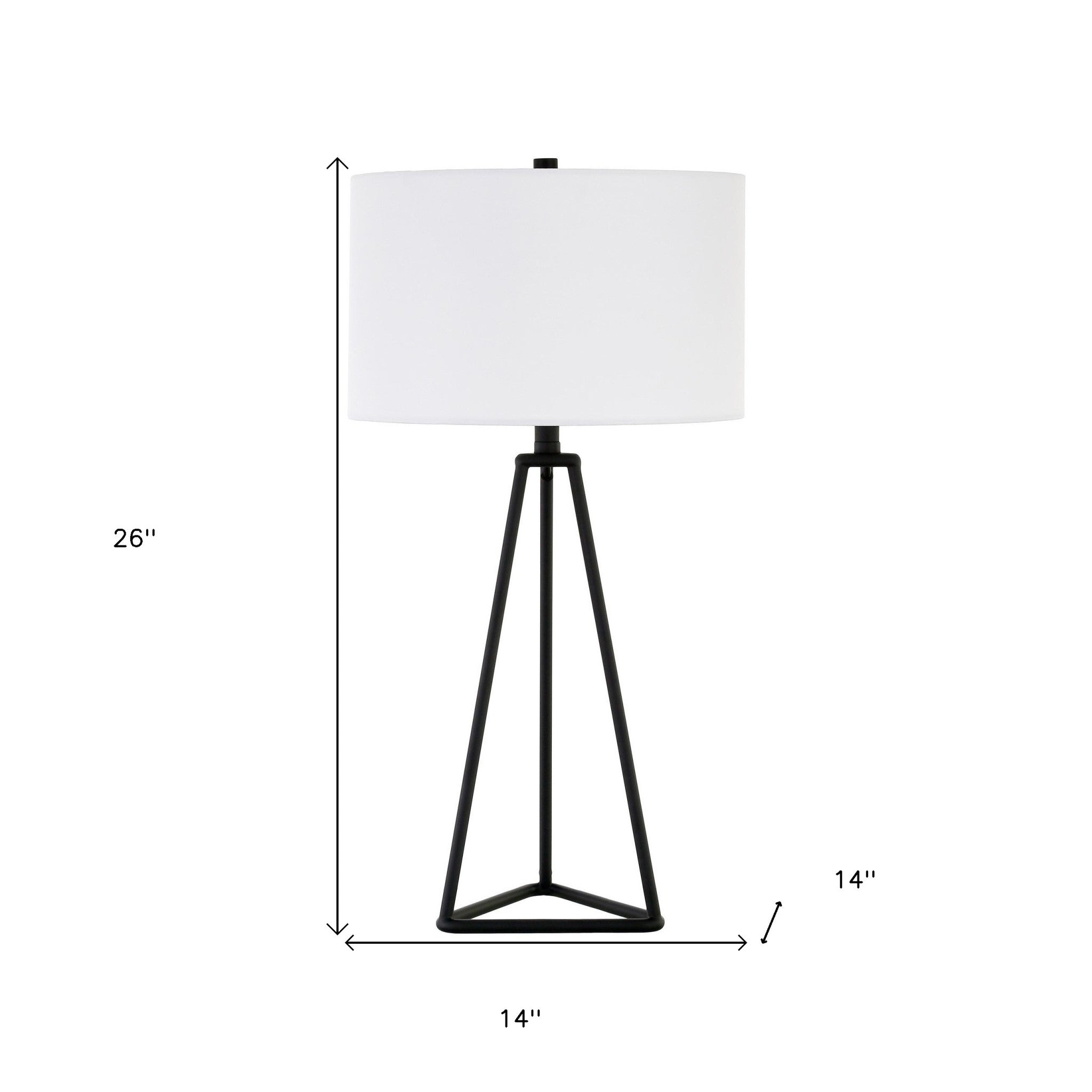 26" Black Metal Table Lamp With White Drum Shade