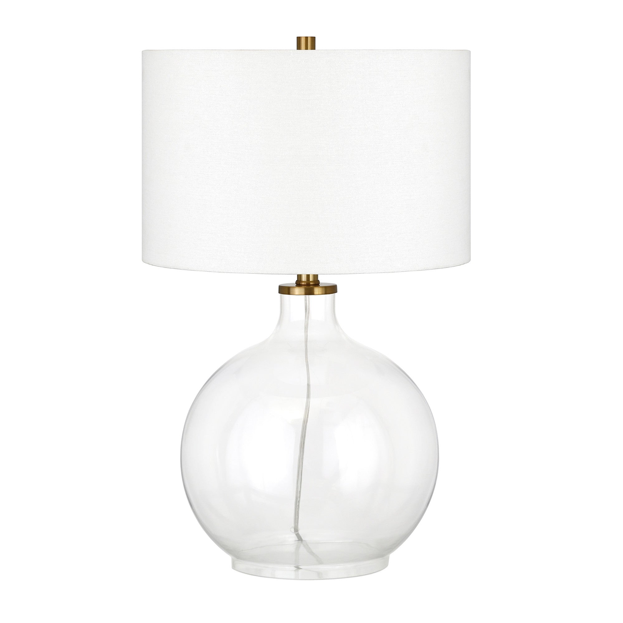 24" Clear Glass Table Lamp With White Drum Shade