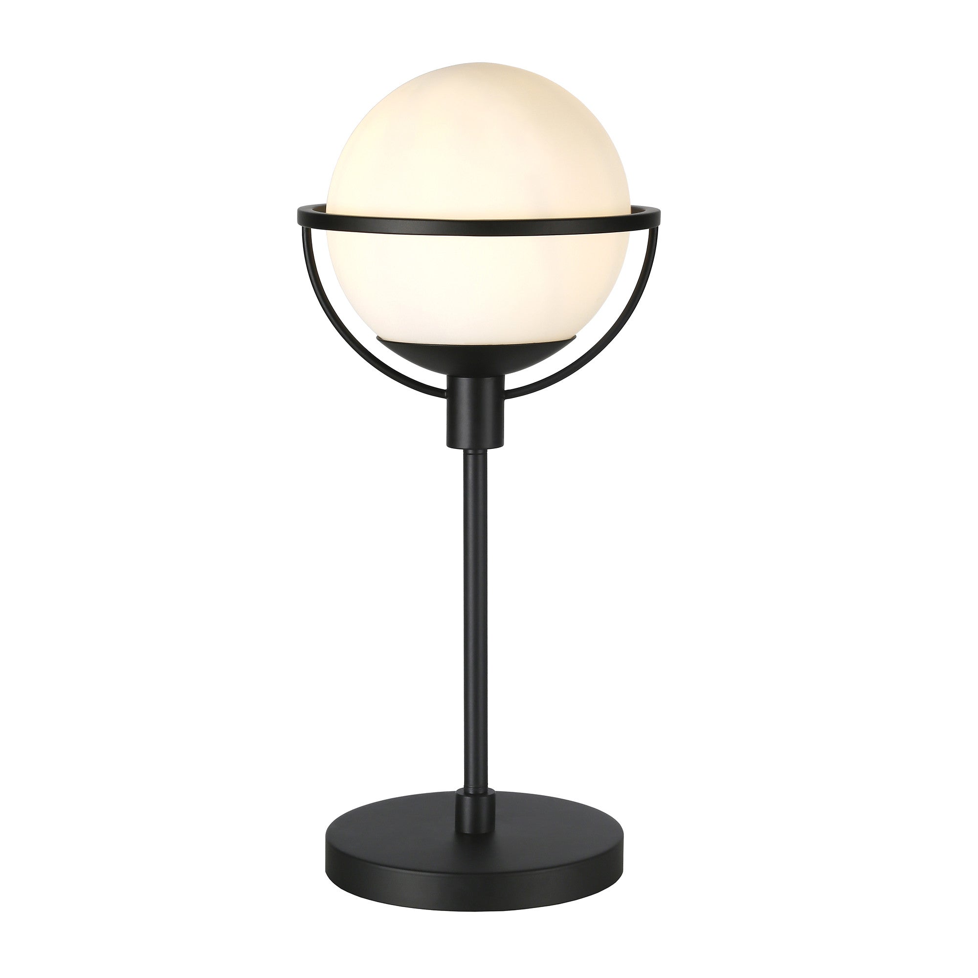 21" Black Metal Globe Table Lamp With Clear Globe Shade