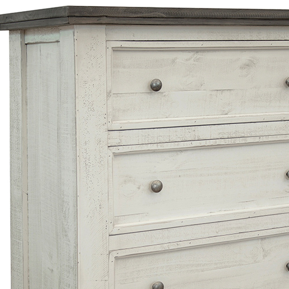 39" Gray and Ivory Solid Wood Four Drawer Chest