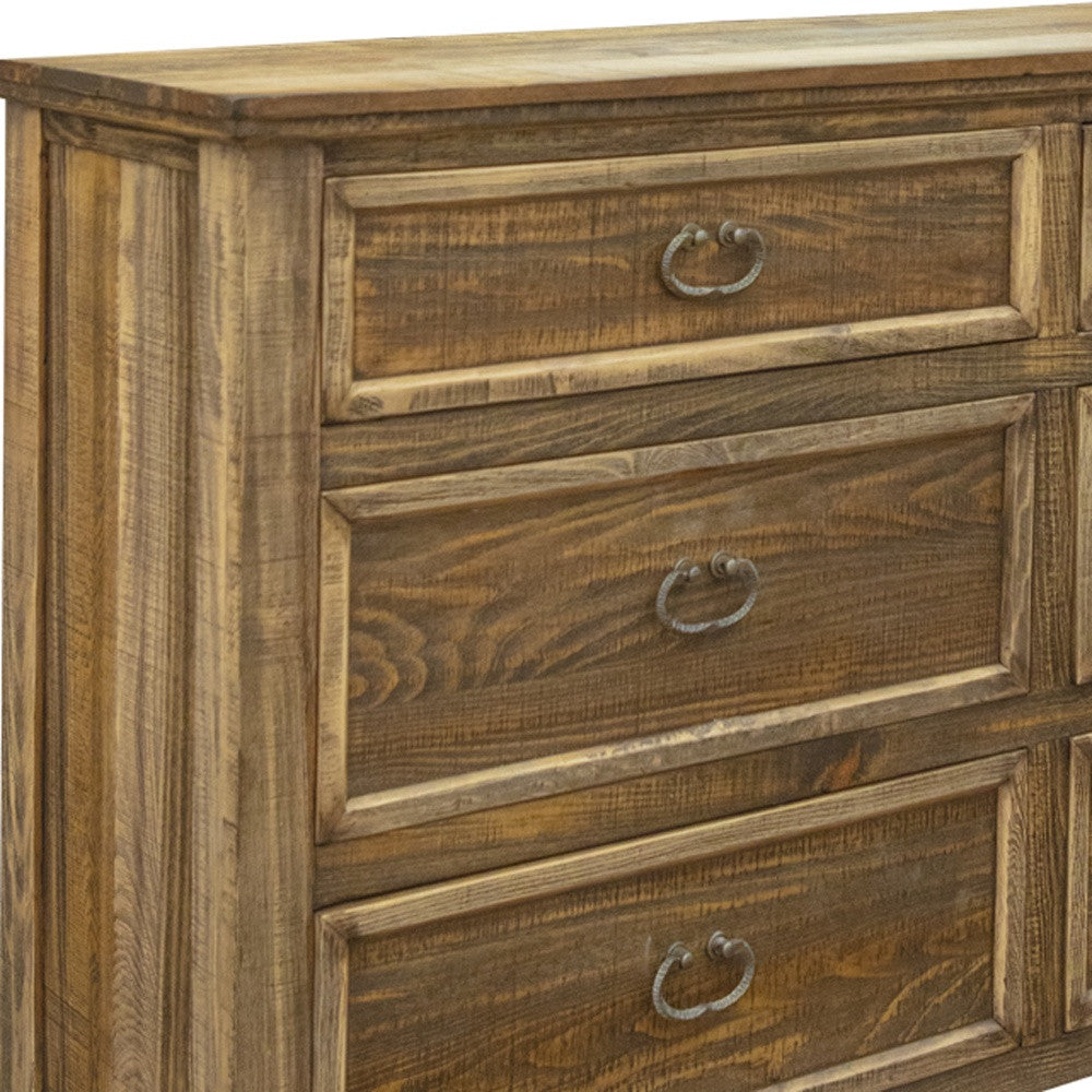 67" Natural Solid Wood Six Drawer Double Dresser