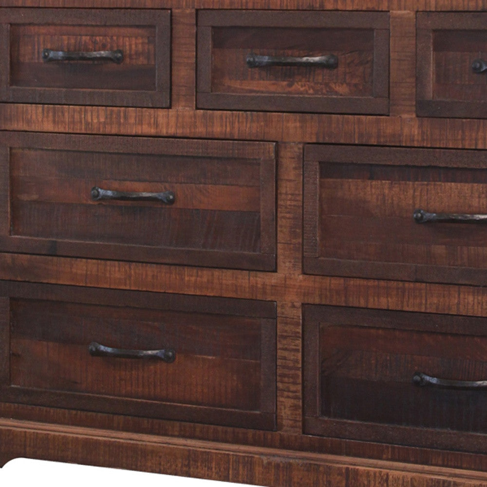 61" Brown Solid Wood Seven Drawer Double Dresser