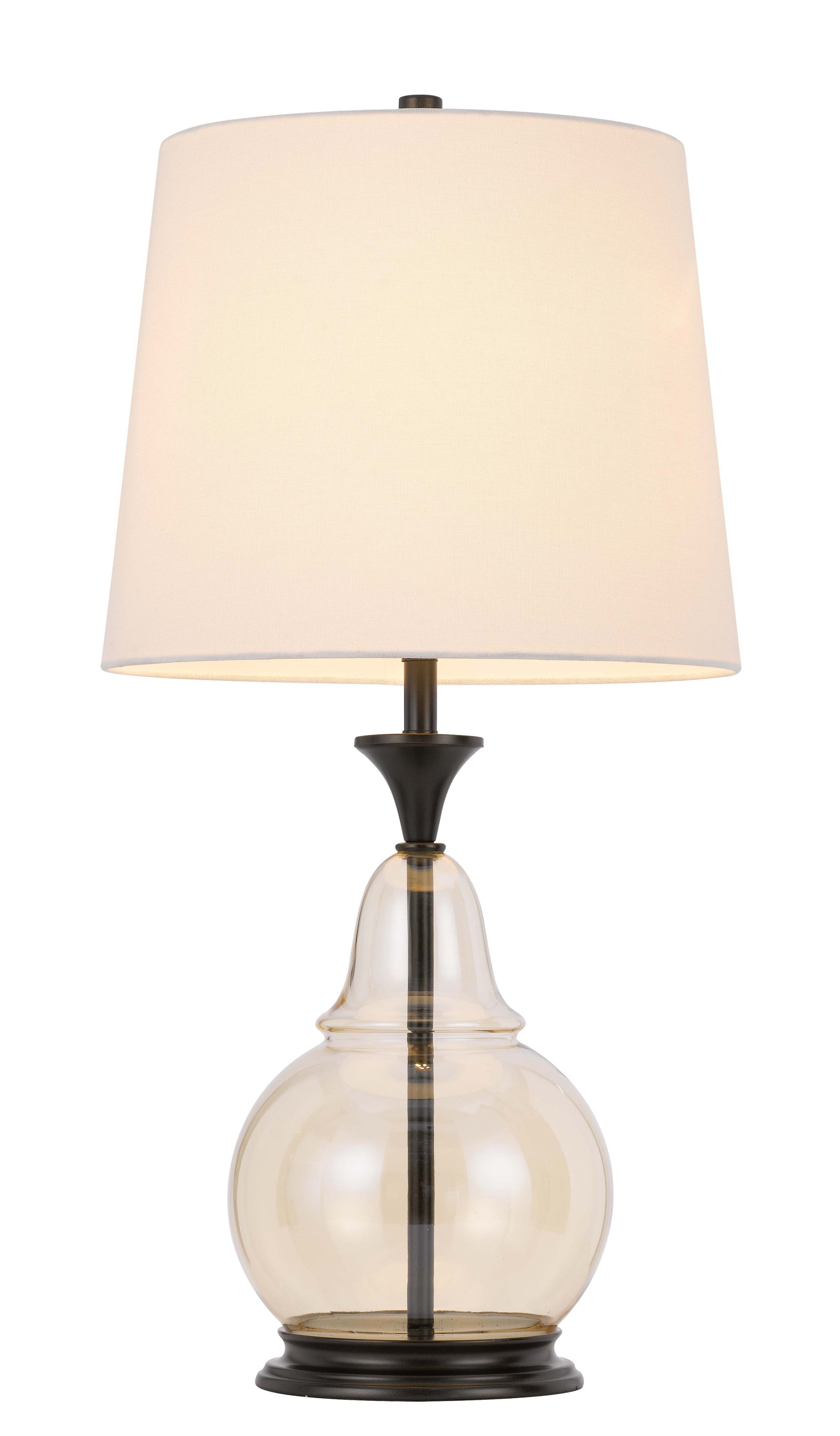 28" Clear Metal Table Lamp With White Empire Shade