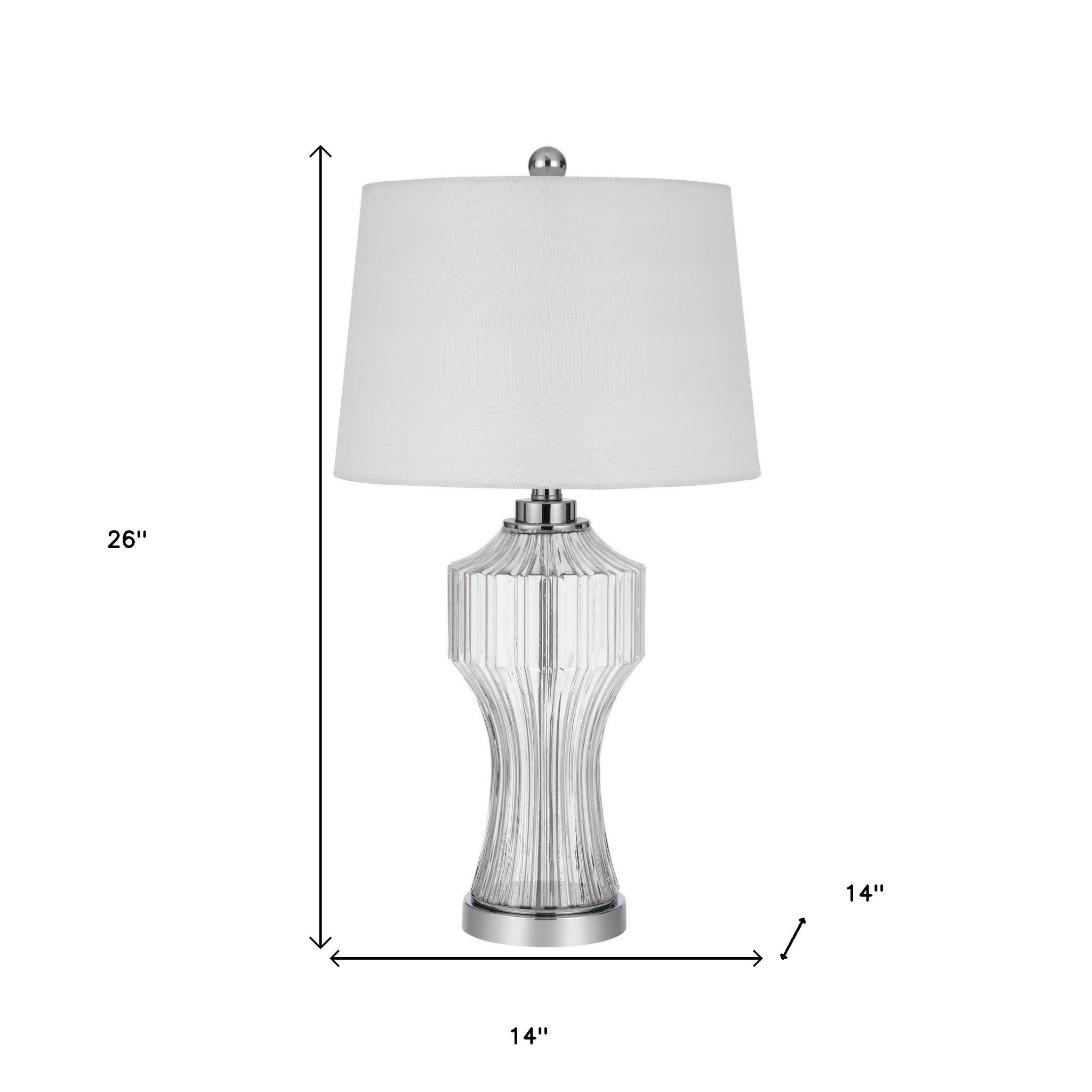 26" Clear Glass Table Lamp With White Empire Shade