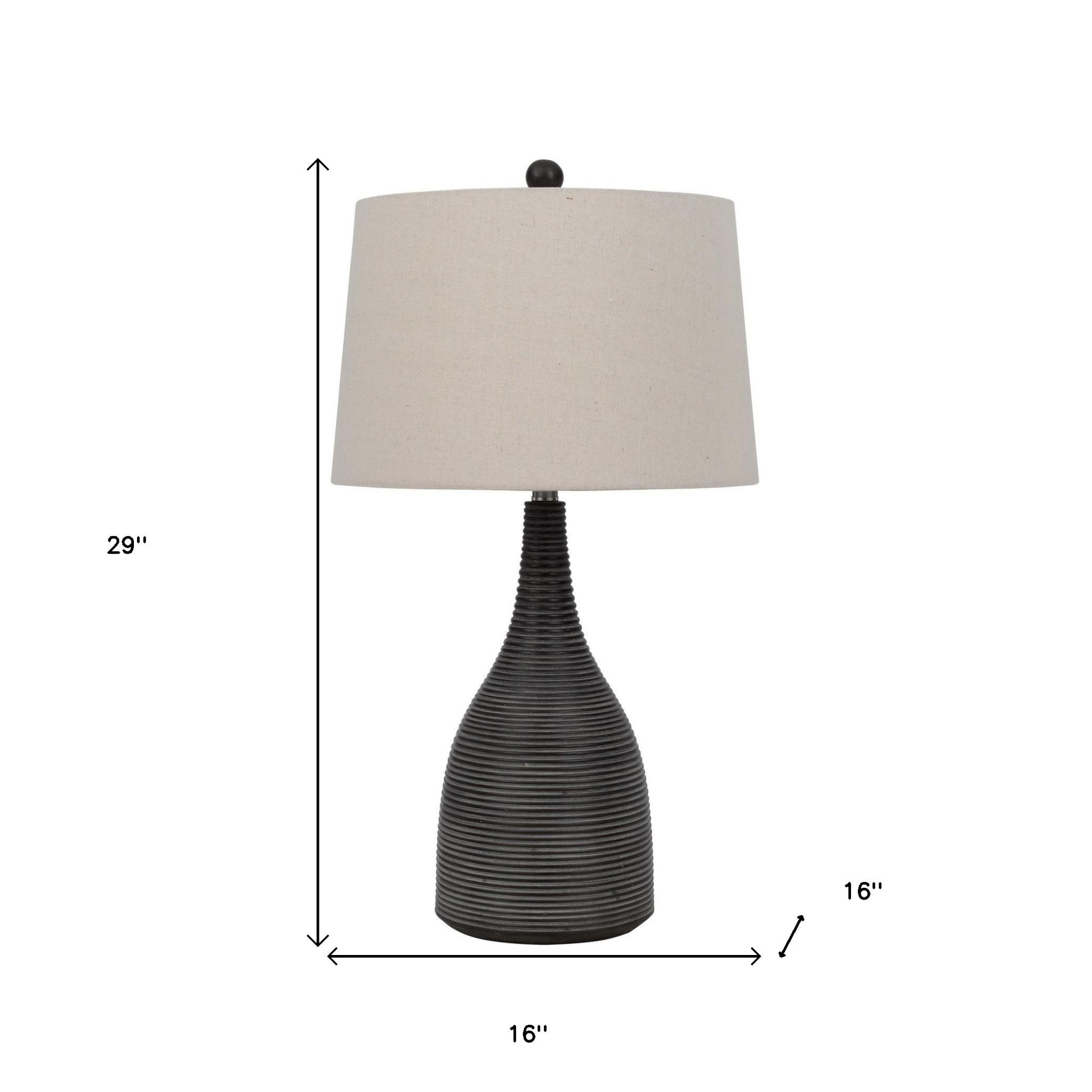 29" Black Ceramic Round Table Lamp With Beige Empire Shade