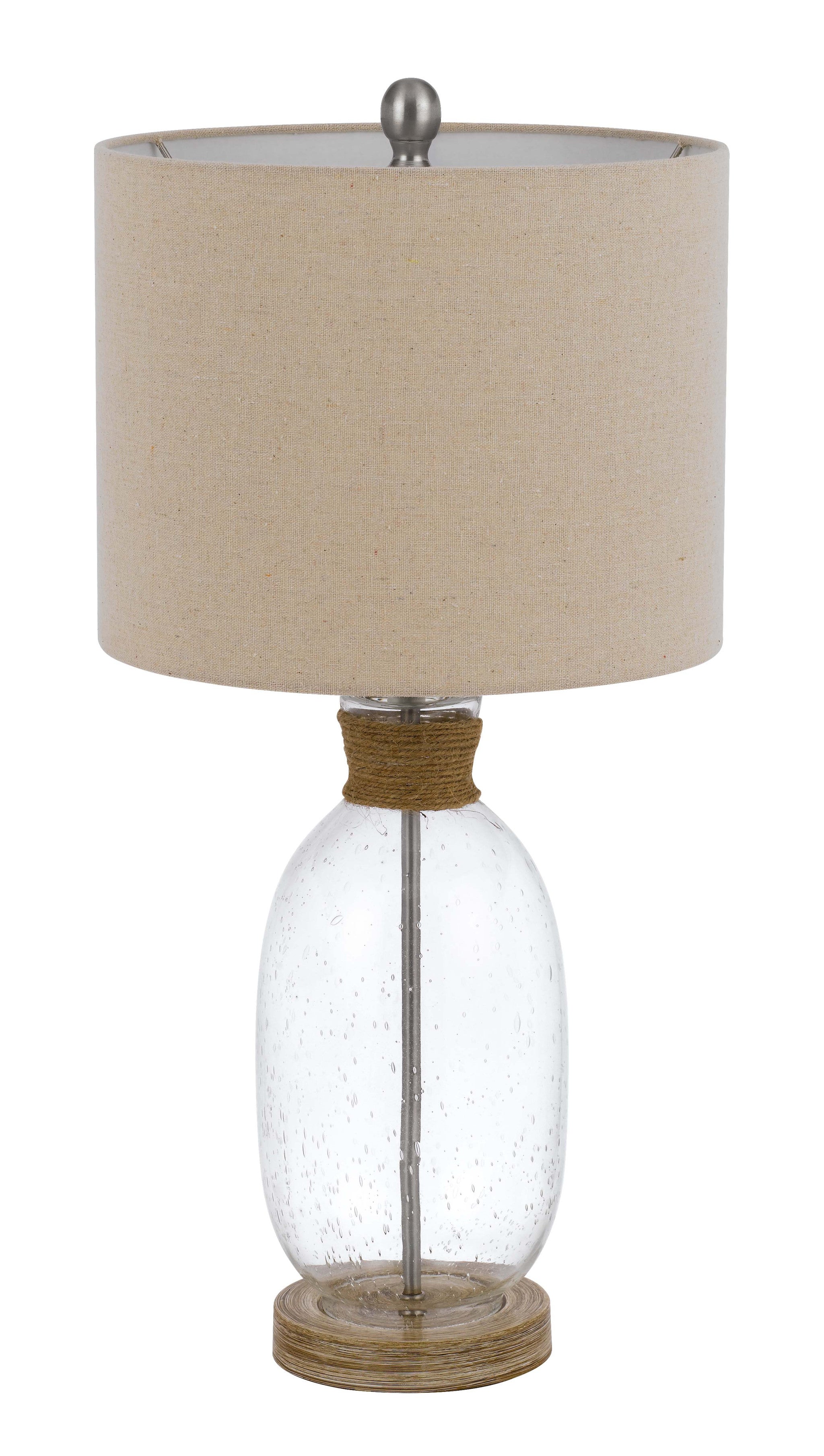 26" Brown Mason Jar Table Lamp With Brown Drum Shade