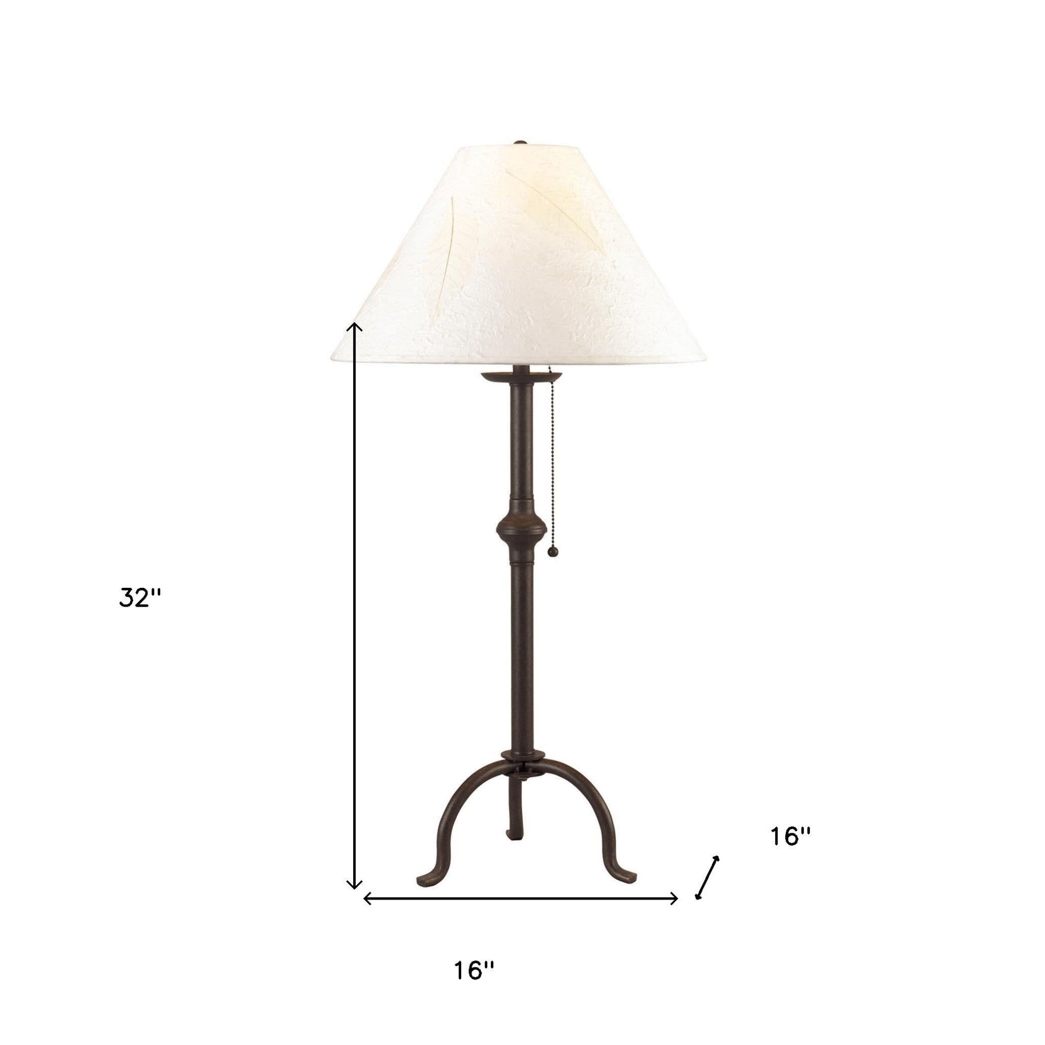 32" Black Metal Table Lamp With Off White Empire Shade