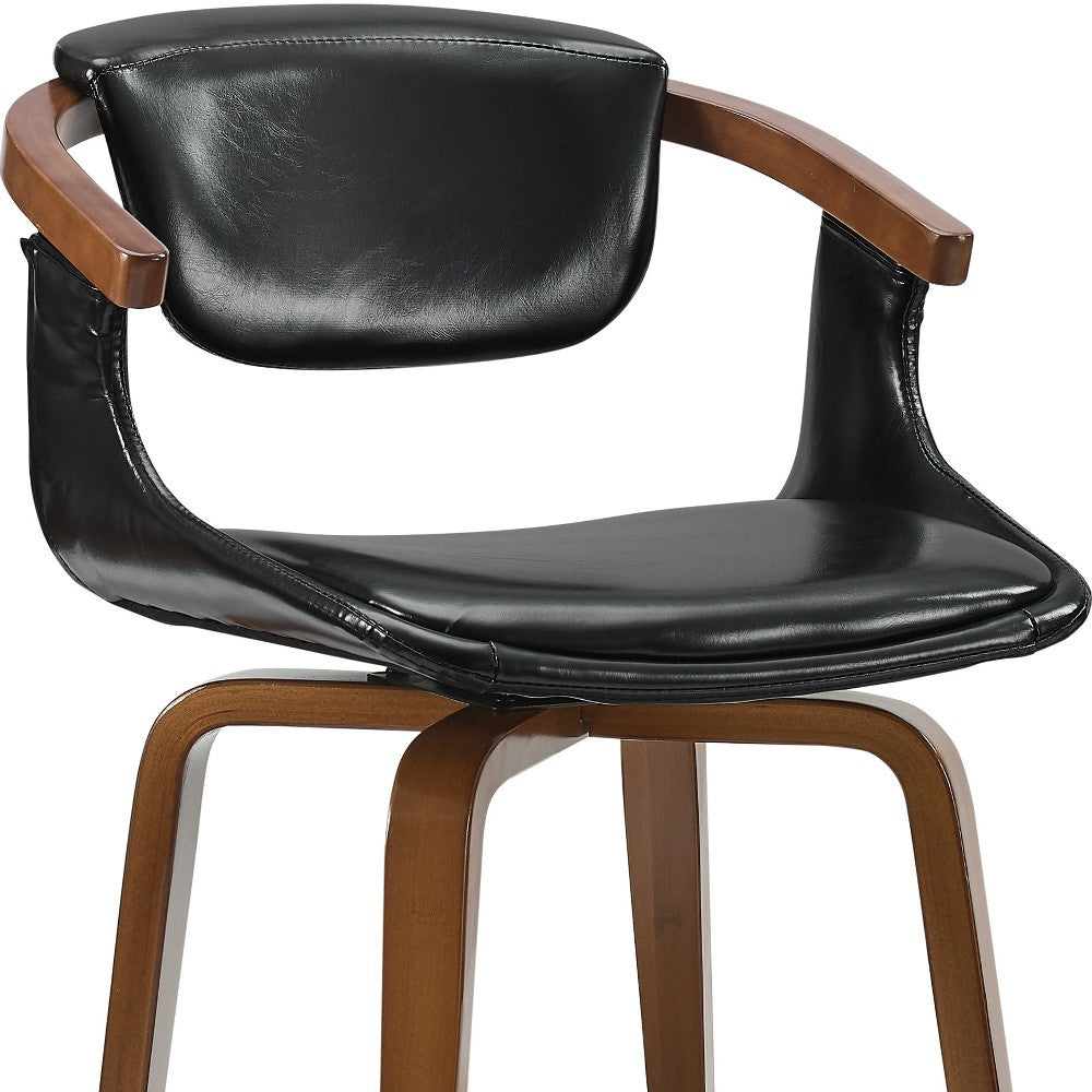 Black And Dark Brown Upholstered Faux Leather Dining Arm Chair