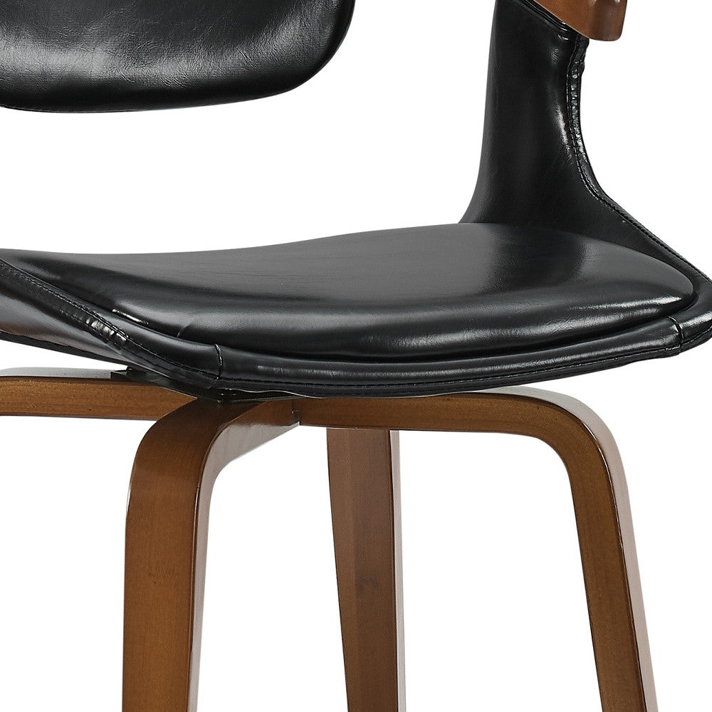 Black And Dark Brown Upholstered Faux Leather Dining Arm Chair