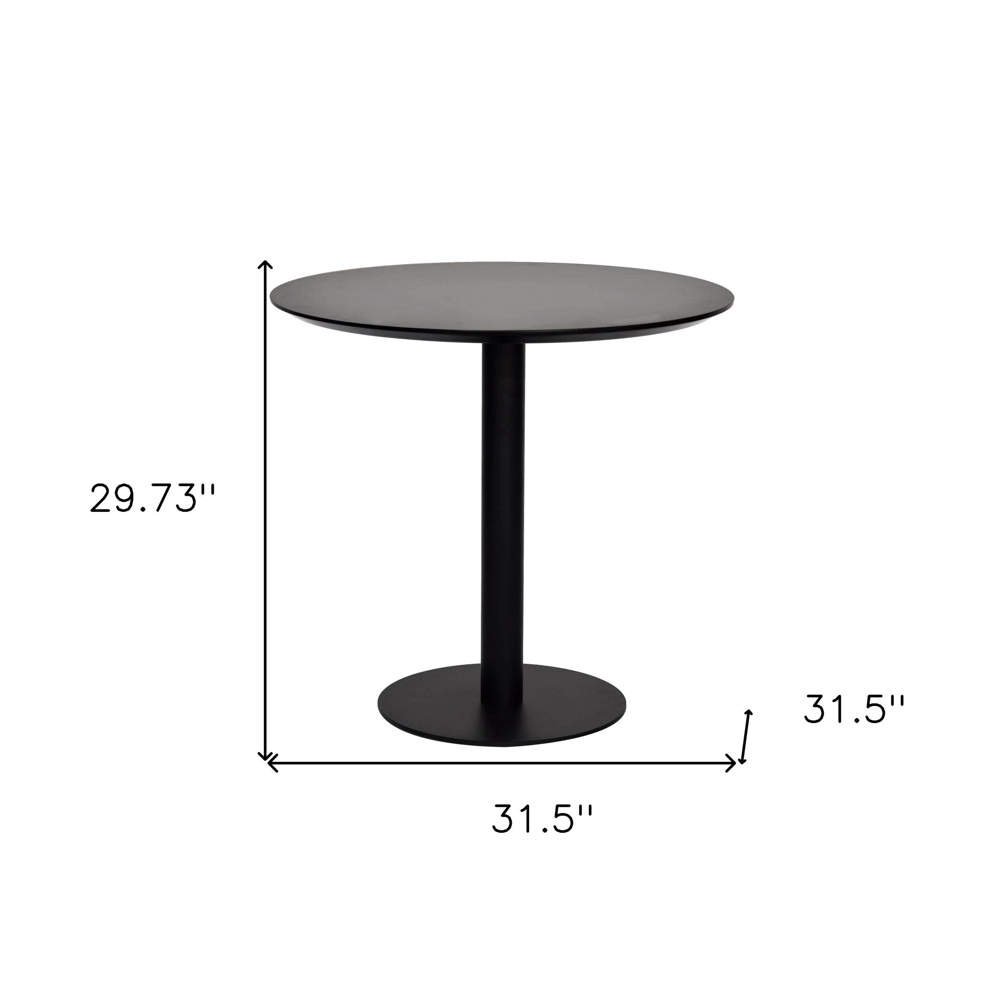 32" Black Rounded Steel Bar Table