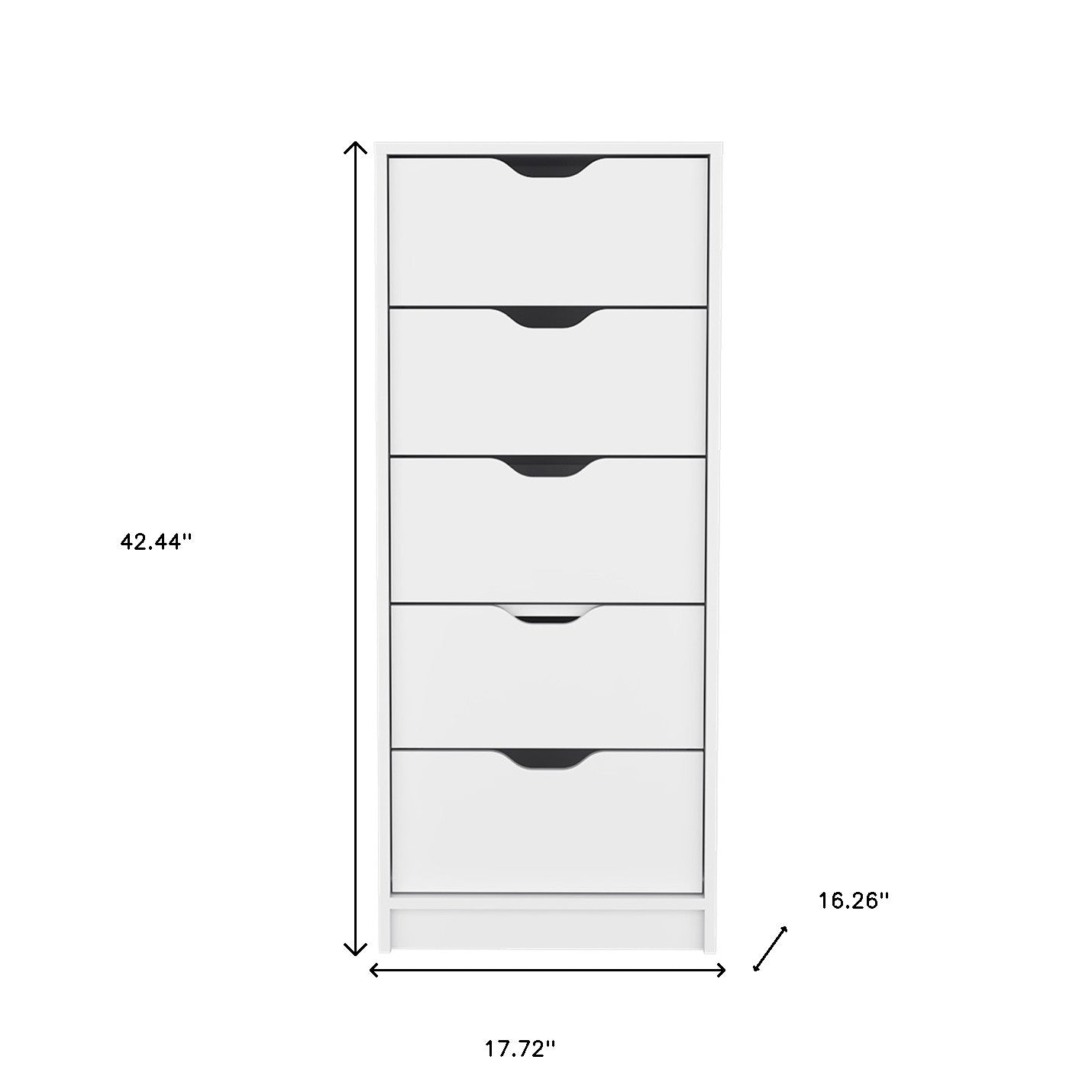 18" White Five Drawer Standard Chest