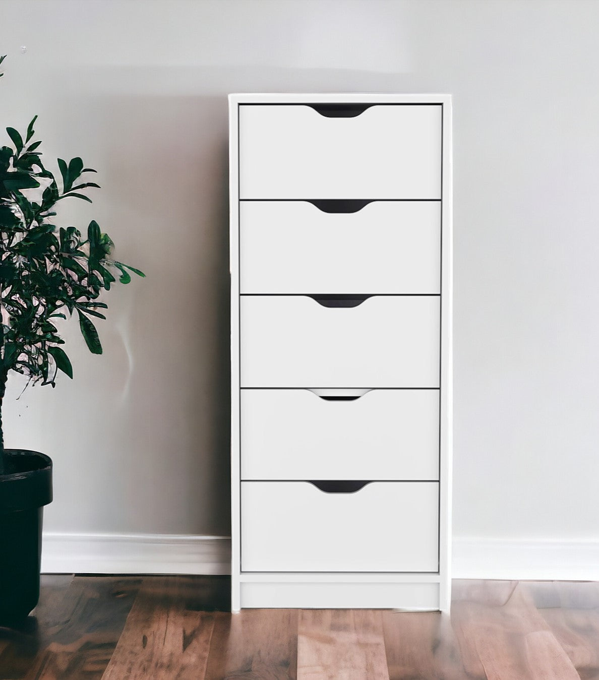 18" White Five Drawer Standard Chest