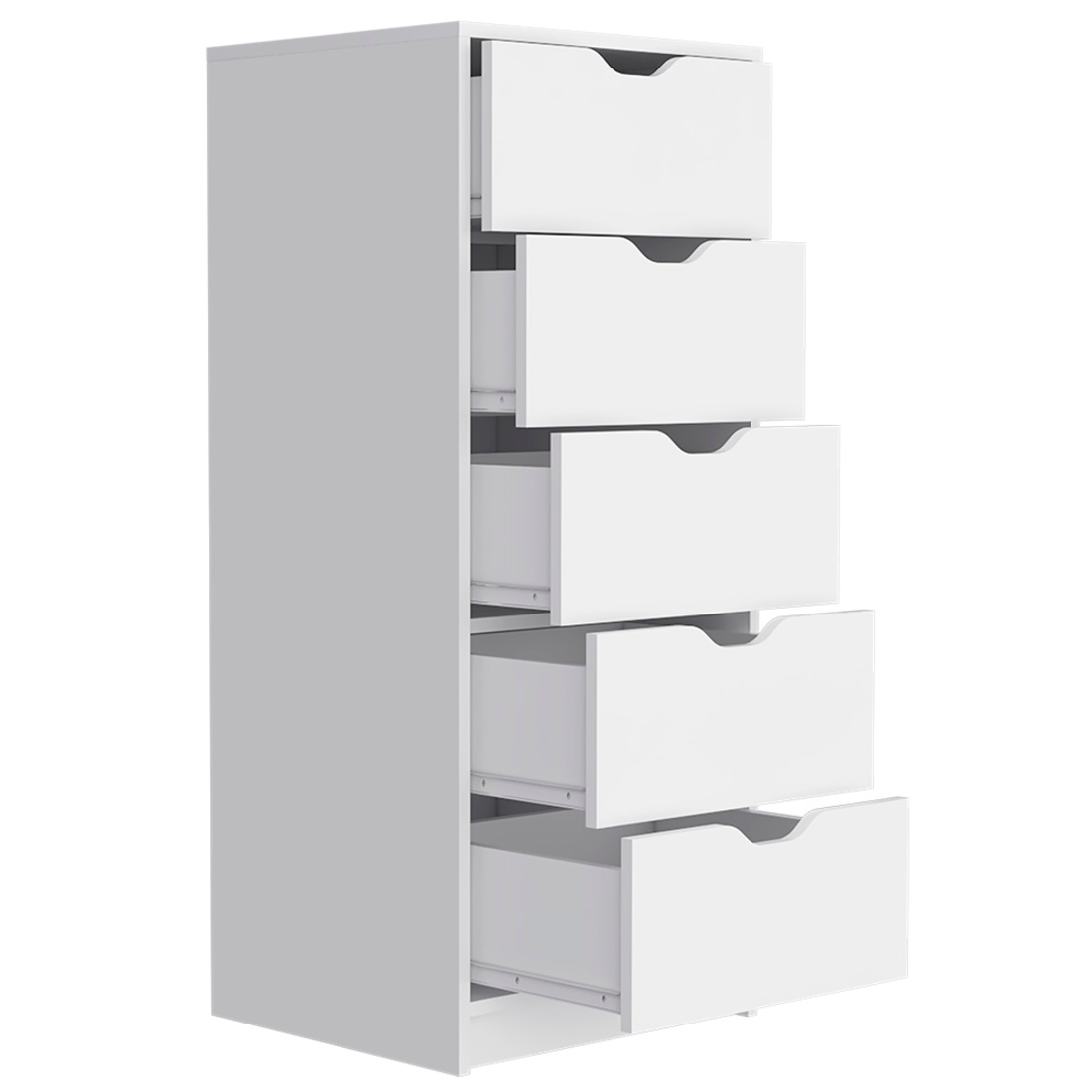 18" White Five Drawer Standard Chest