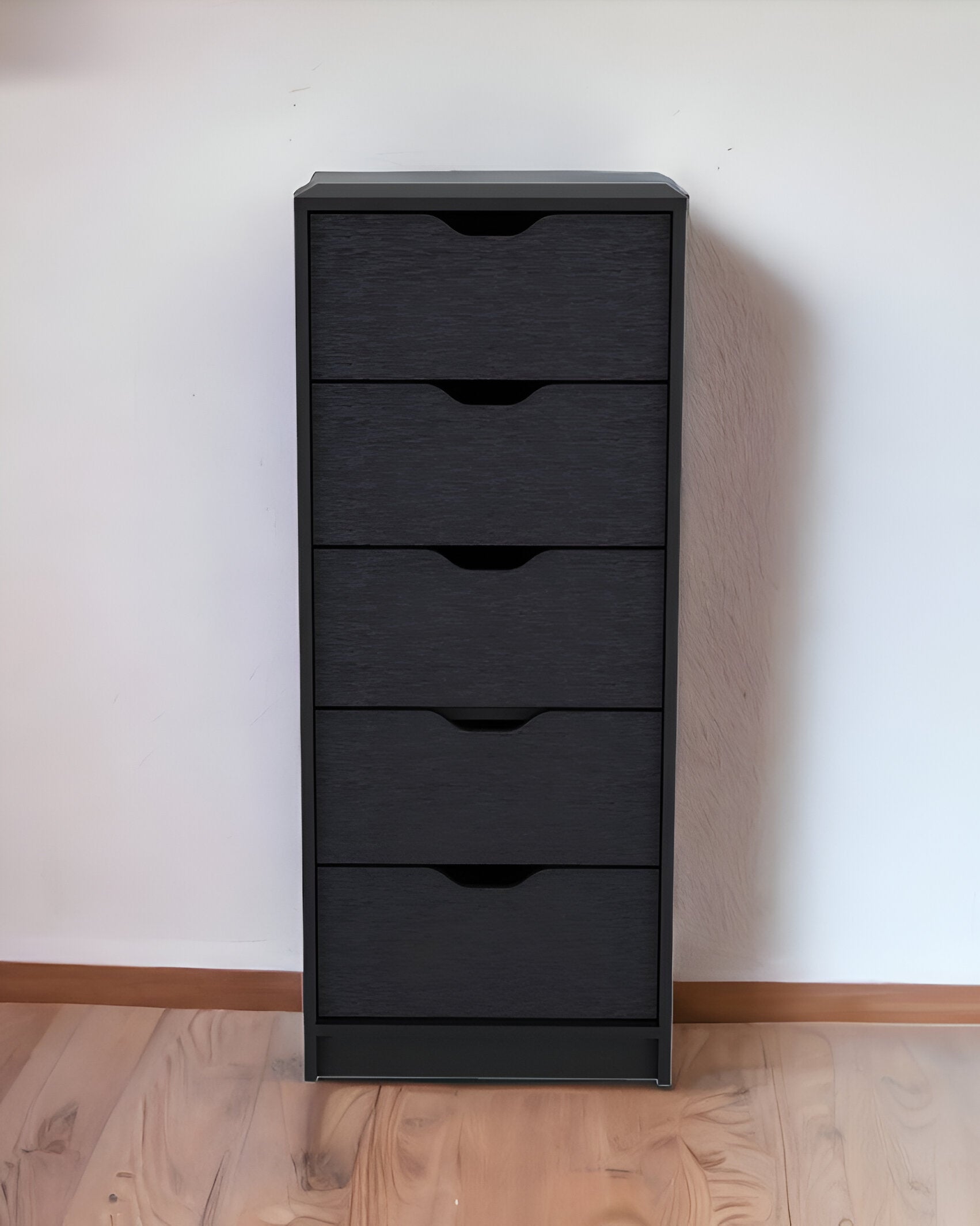 18" Black Five Drawer Standard Chest