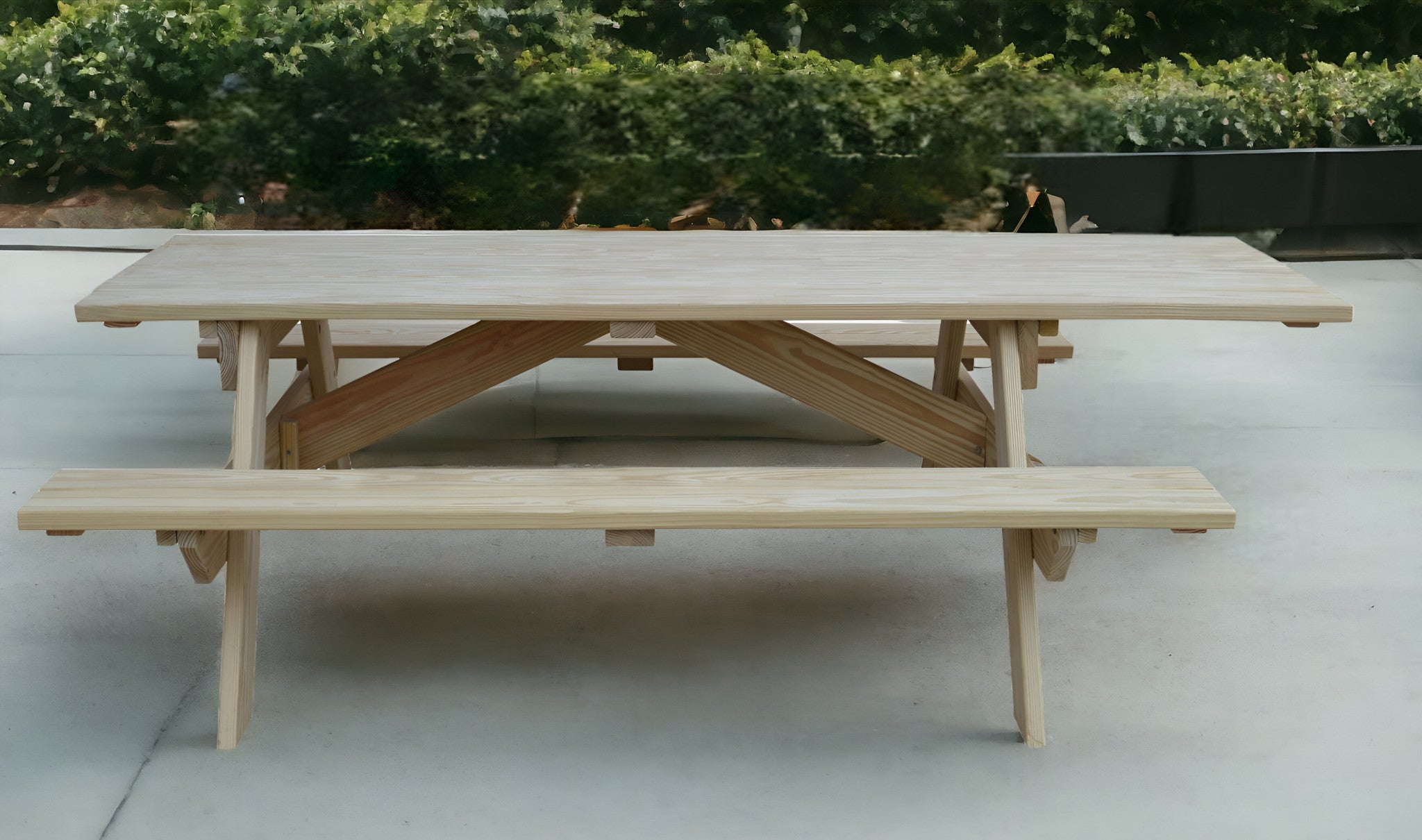 94" Natural Solid Wood Outdoor Picnic Table