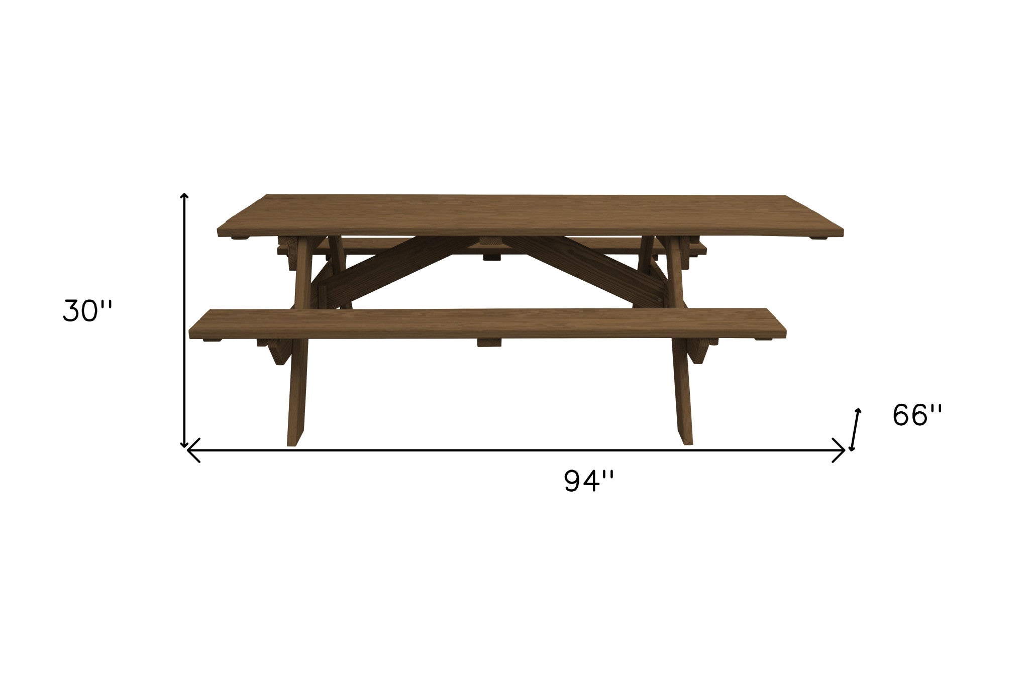 94" Wood Brown Solid Wood Outdoor Picnic Table