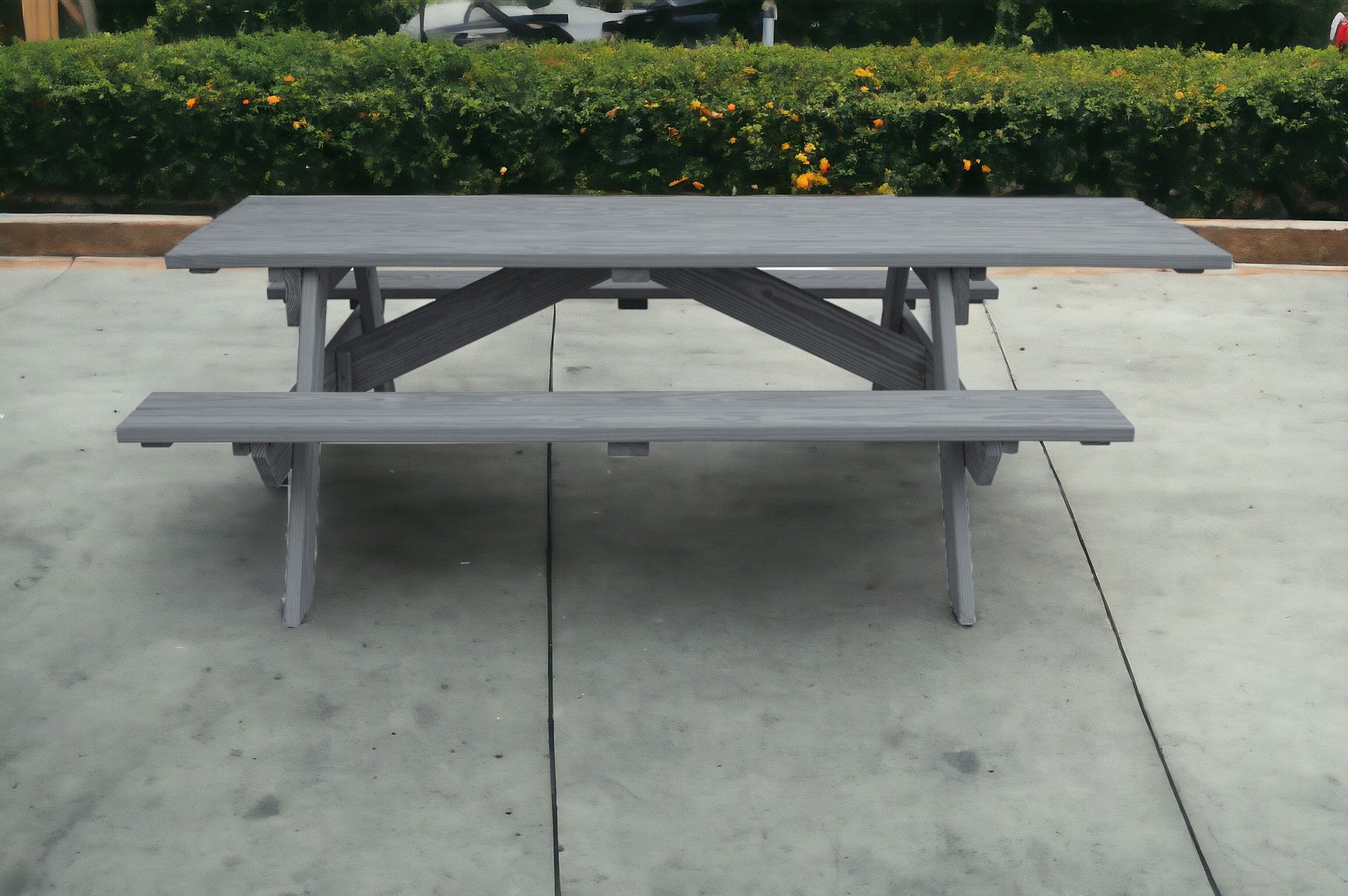 94" Gray Solid Wood Outdoor Picnic Table