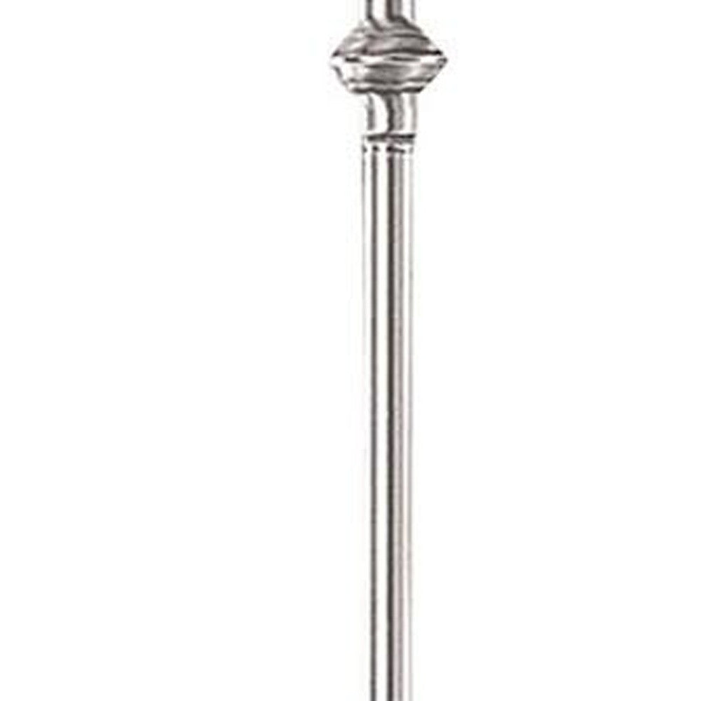 59" Nickel Swing Arm Floor Lamp With Beige Empire Shade