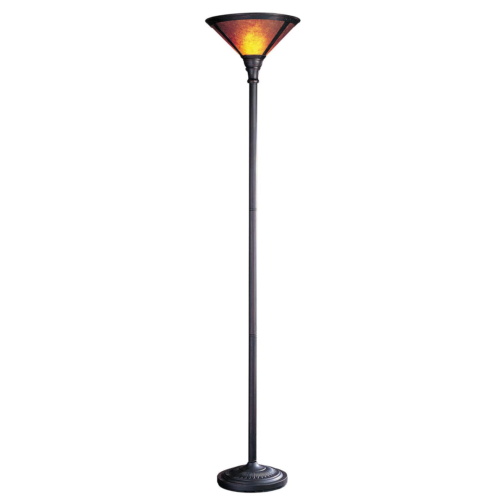 71" Rusted Torchiere Floor Lamp With Brown Dome Shade