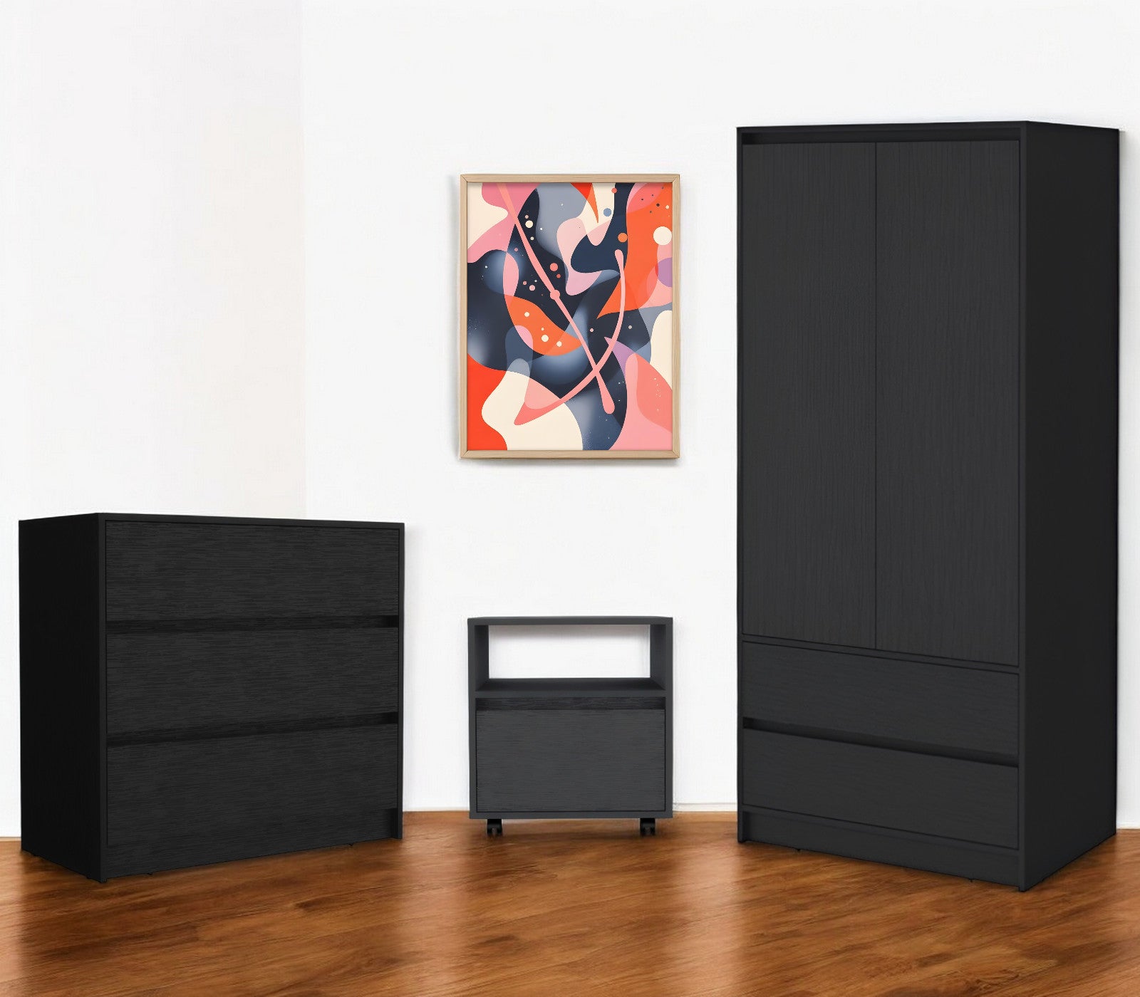 Three Piece Black Bedroom Set