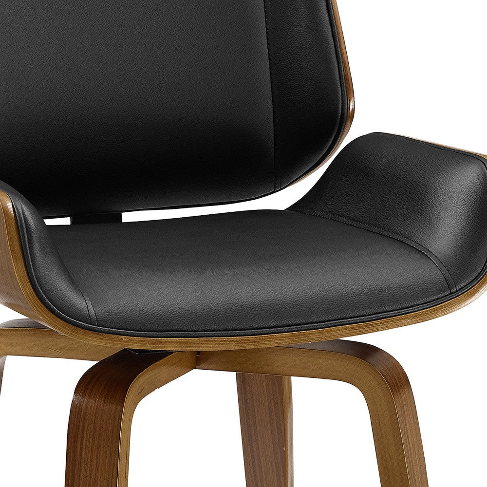 Black And Brown Upholstered Faux Leather Curved Back Dining Side Chair