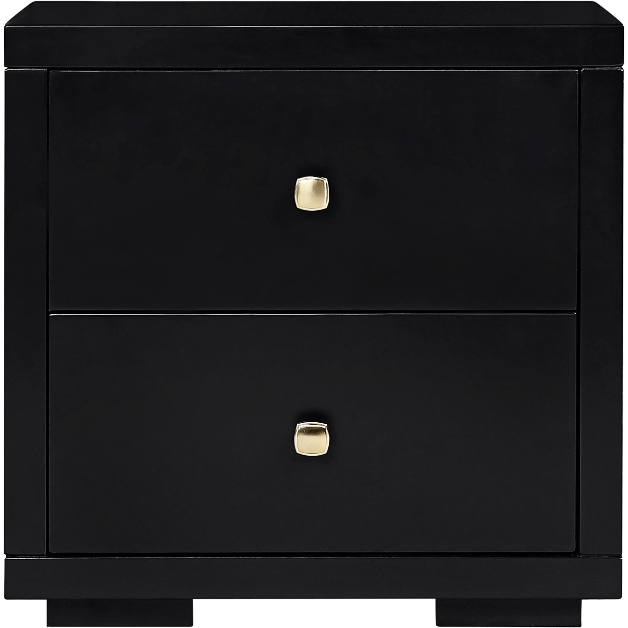 19" Black Two Drawer Nightstand