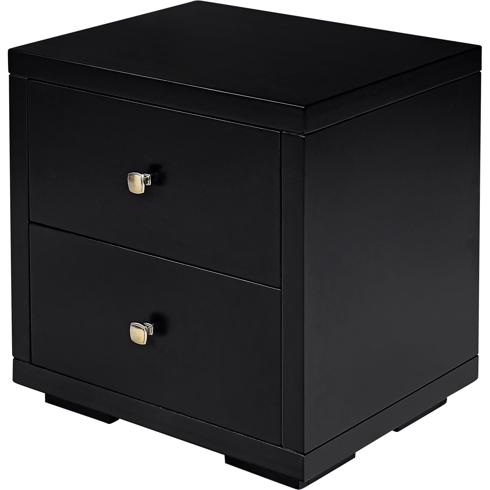 19" Black Two Drawer Nightstand