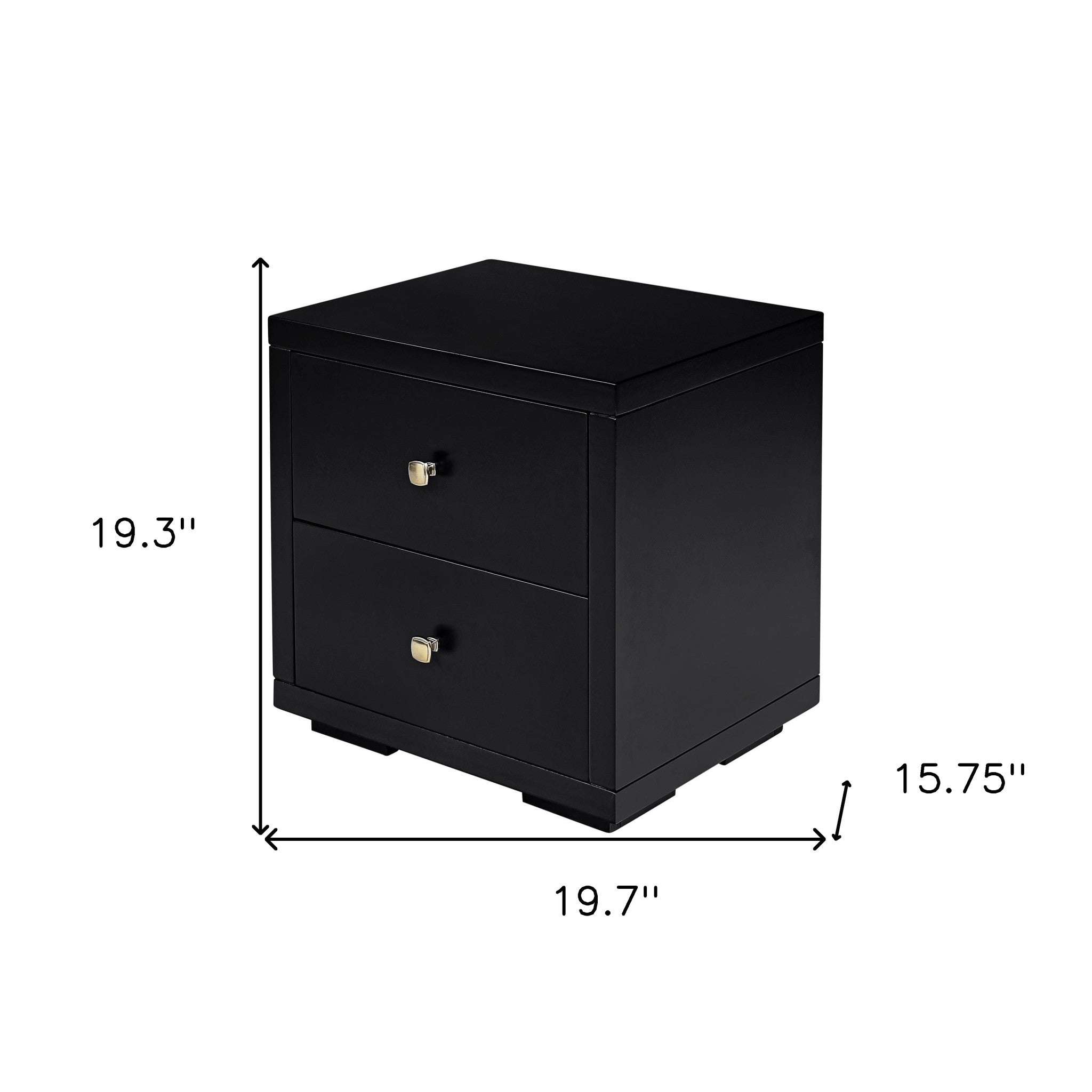 19" Black Two Drawer Nightstand