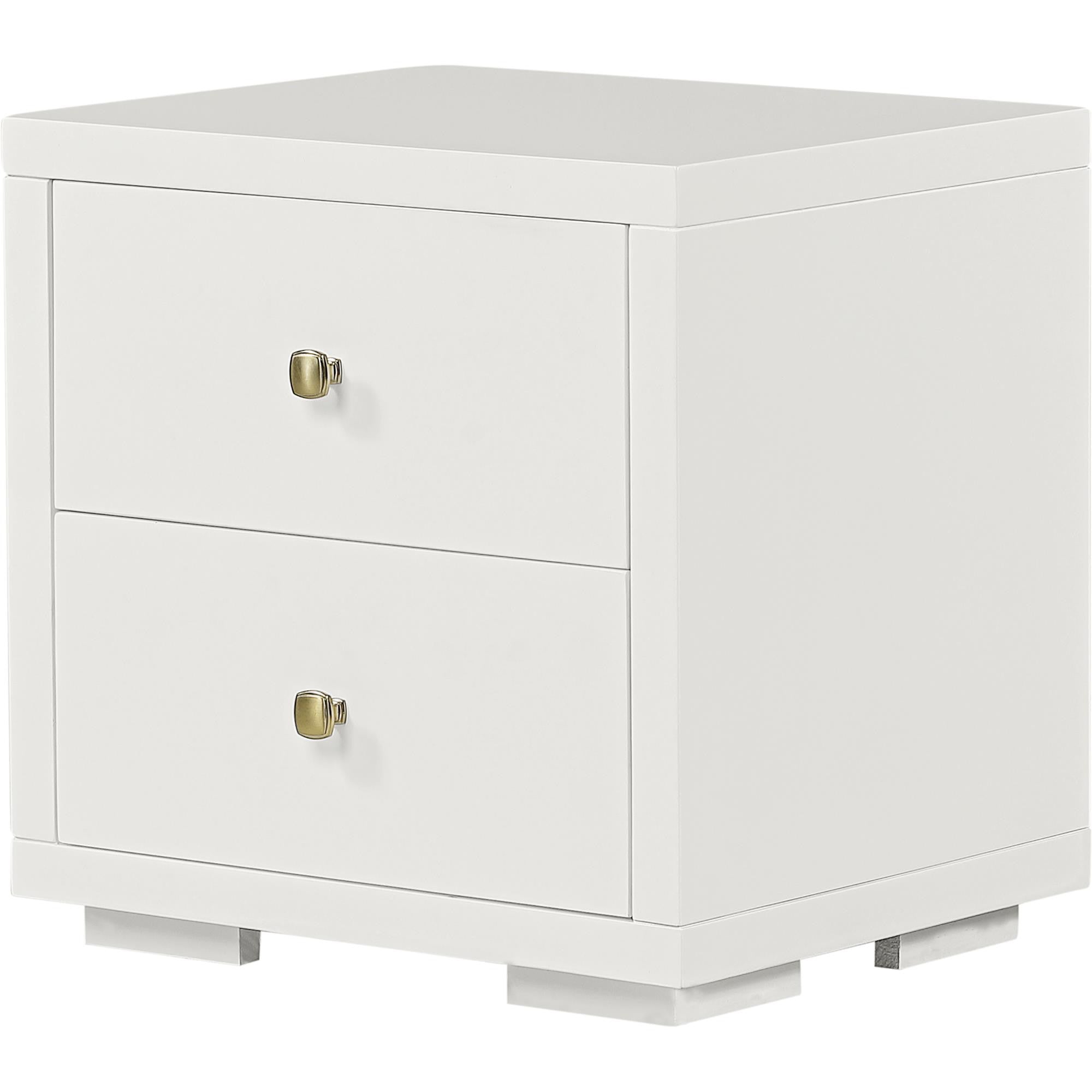 19" White Two Drawer Nightstand