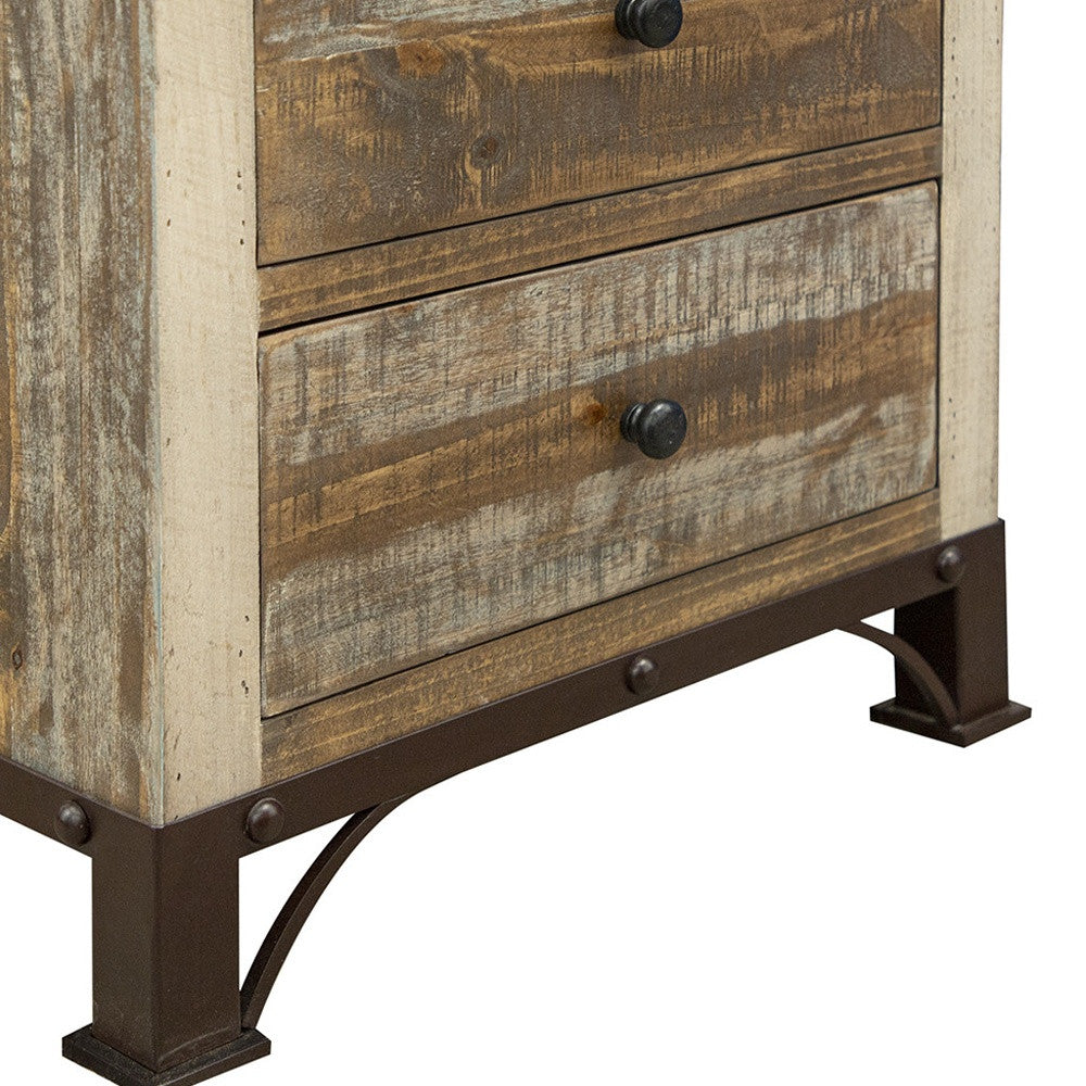 27" Brown Two Drawer Nightstand