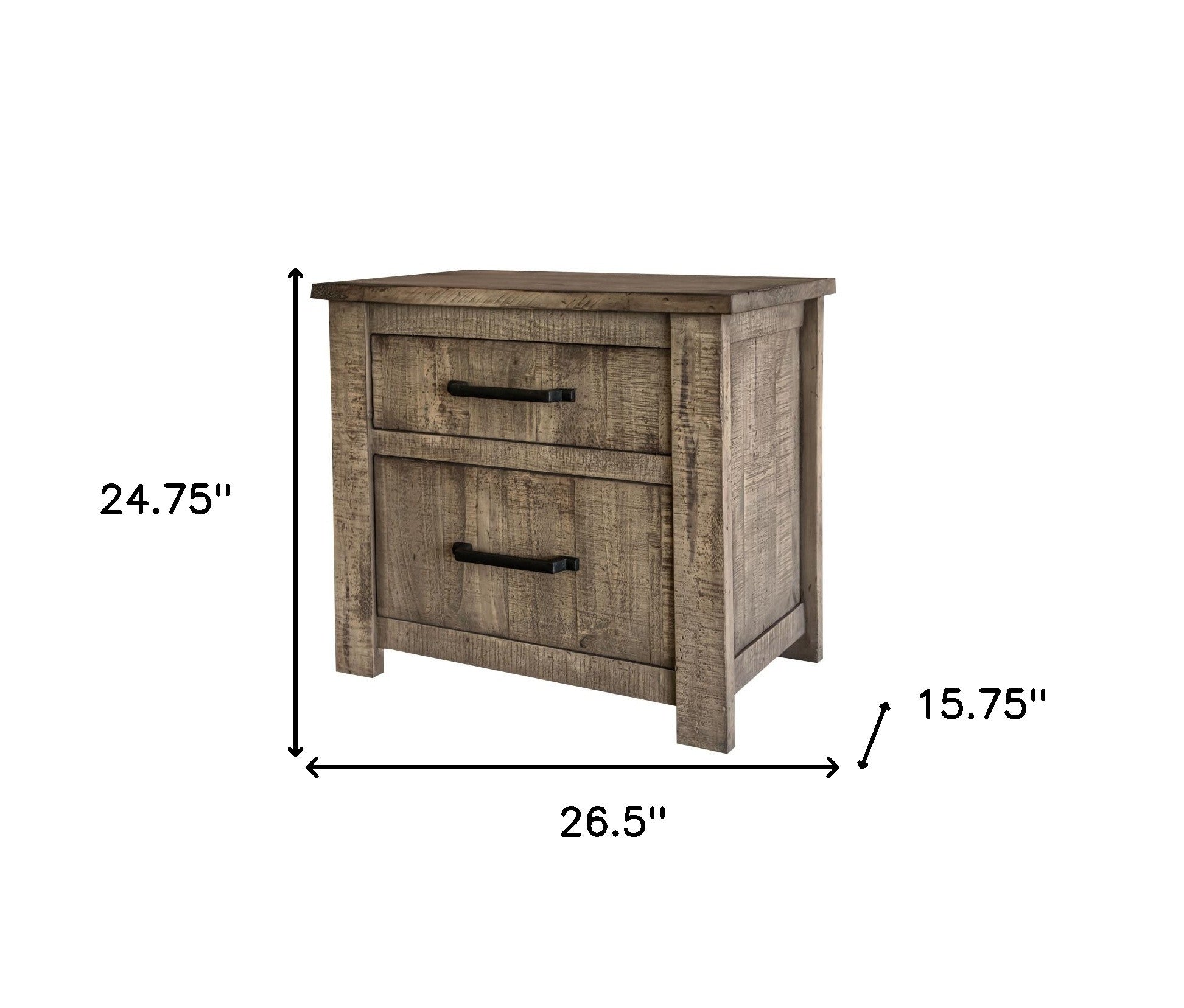 25" Brown Two Drawer Nightstand