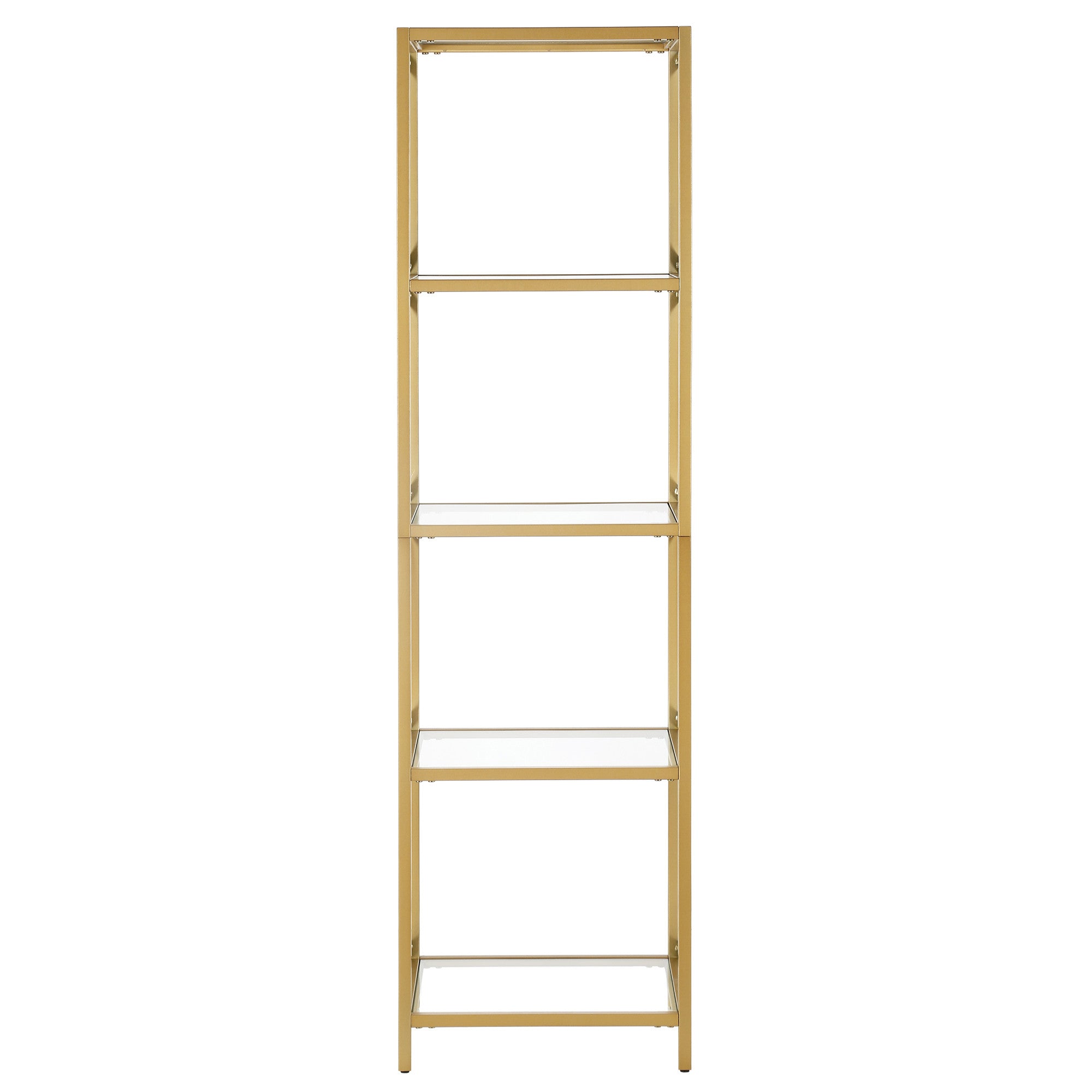 66" Gold Metal And Glass Four Tier Etagere Bookcase