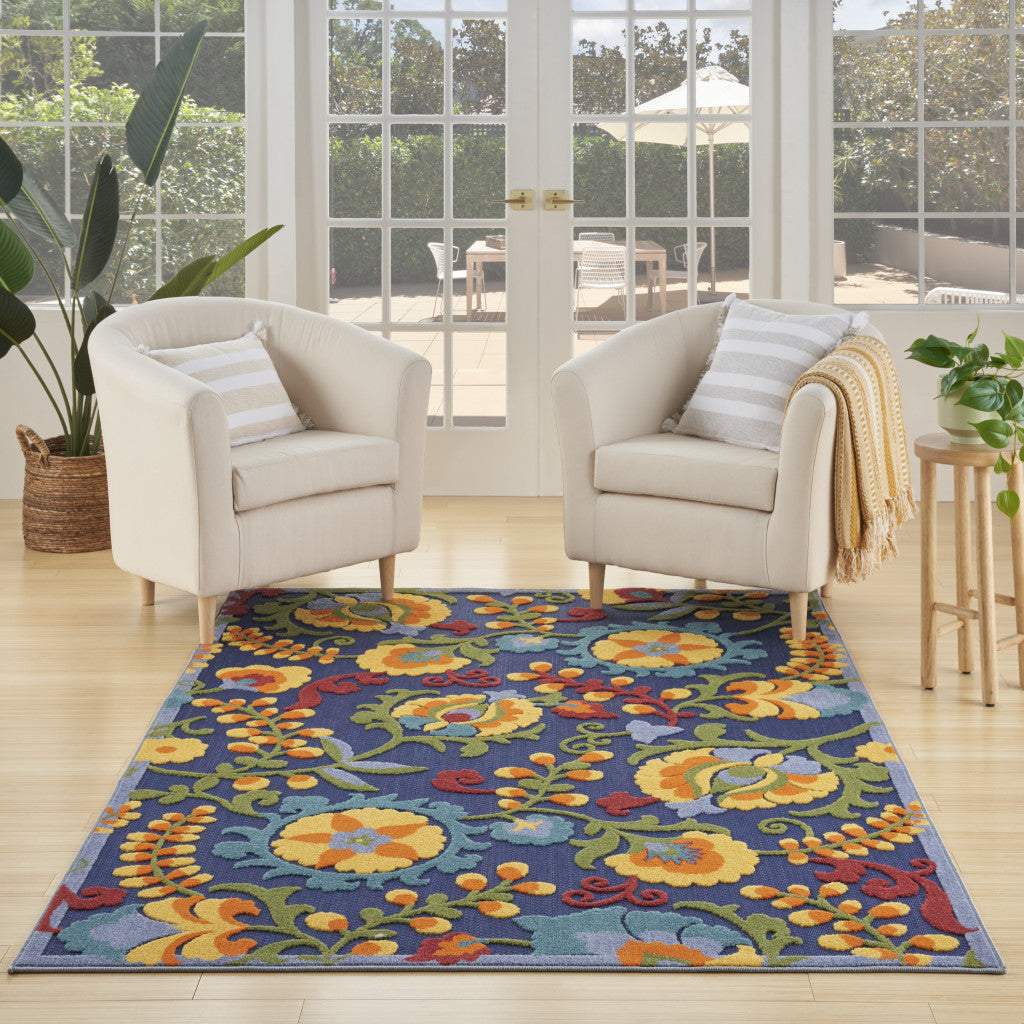 6' X 9' Cream Floral Power Loom Area Rug