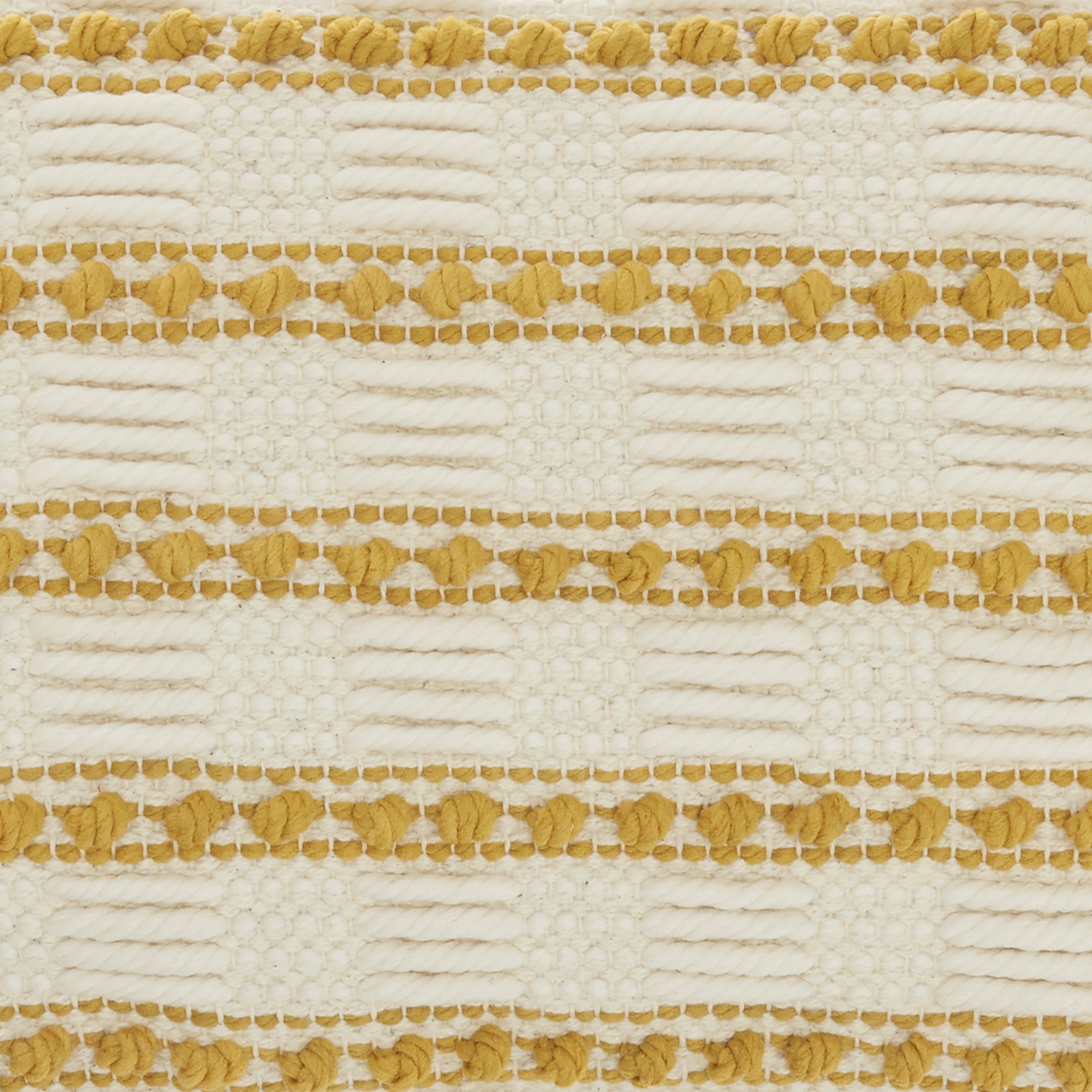 12" X 20" Yellow and Ivory Striped Cotton Blend Throw Pillow With Texture