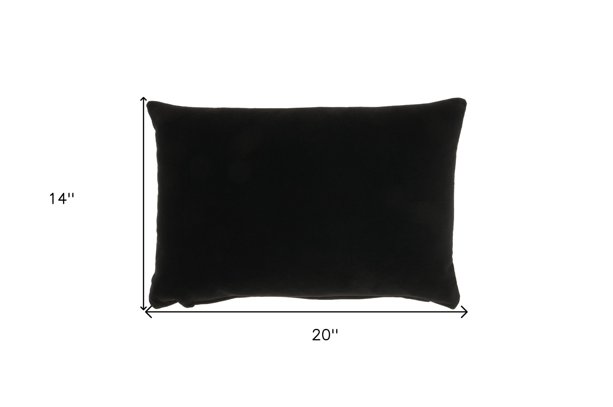 14" X 20" Black Velvet Lumbar Throw Pillow