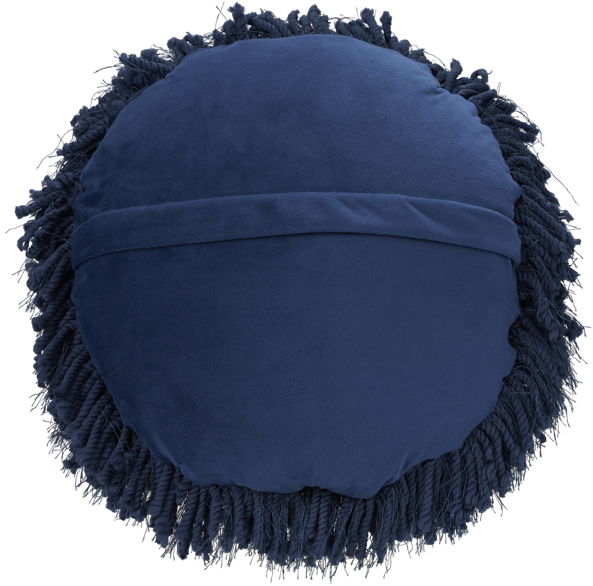 14" X 14" Navy Blue Round Shag Throw Pillow