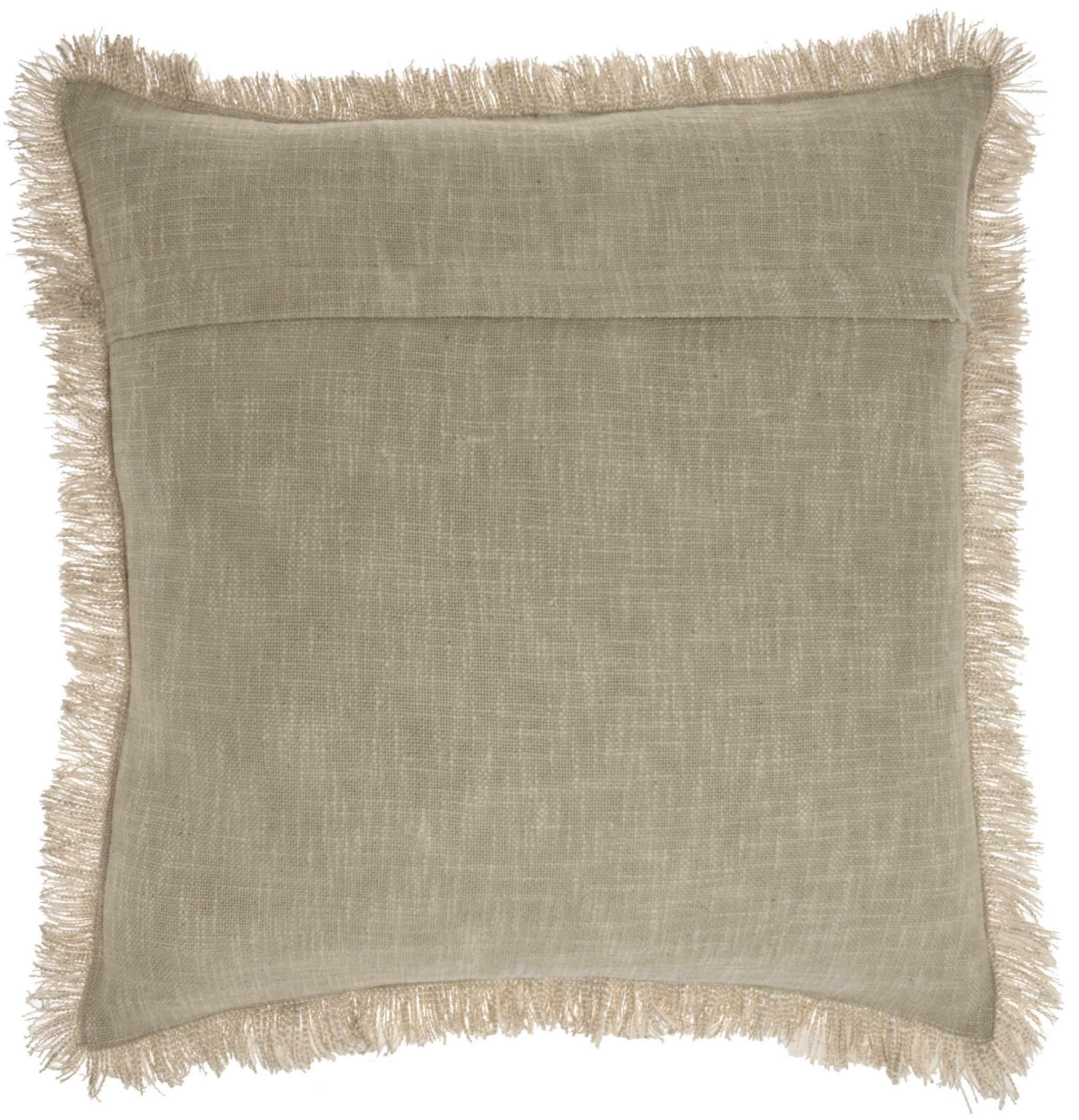 22" Taupe Cotton Throw Pillow With Fringe