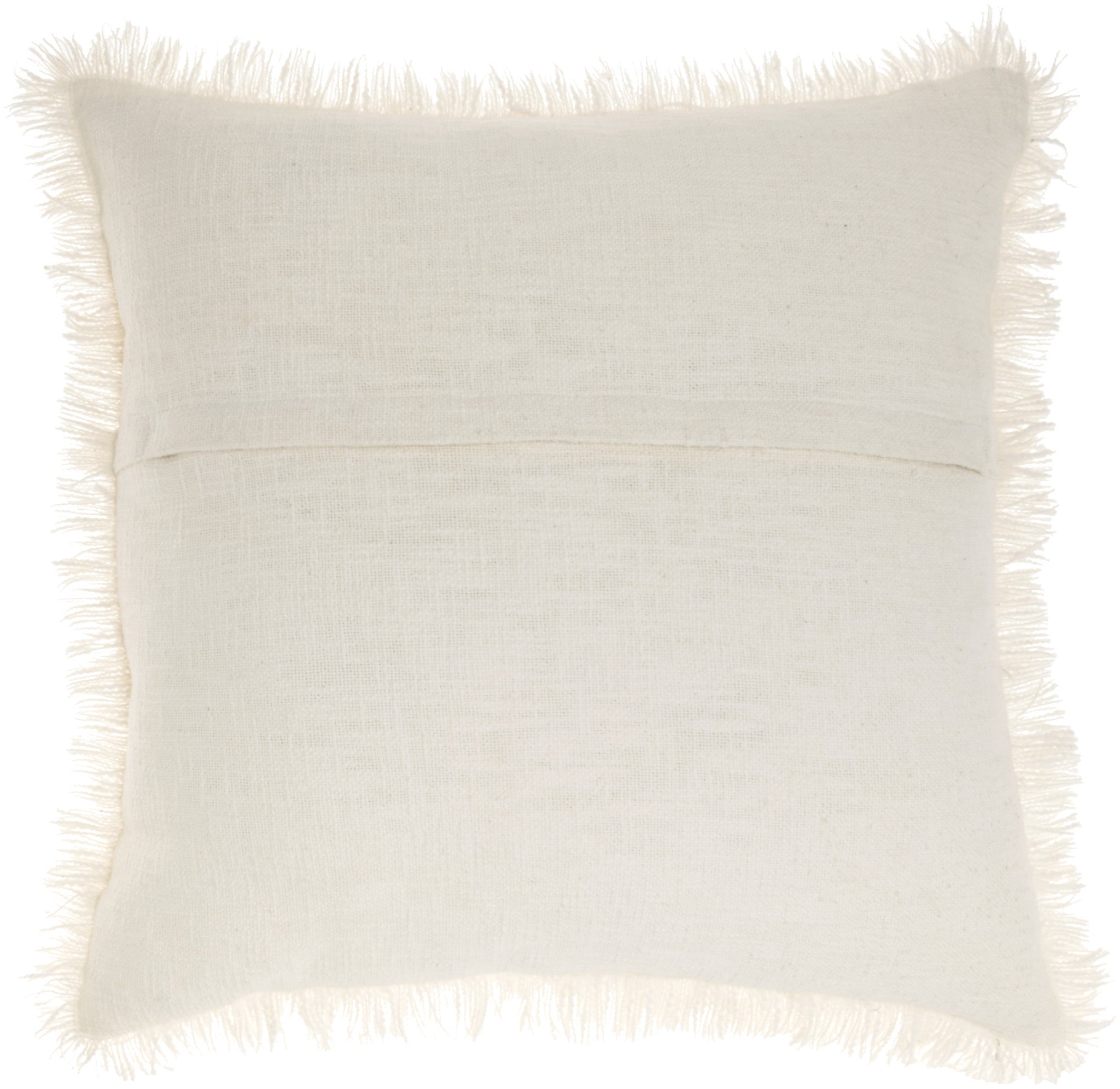 22" Ivory Cotton Throw Pillow With Fringe