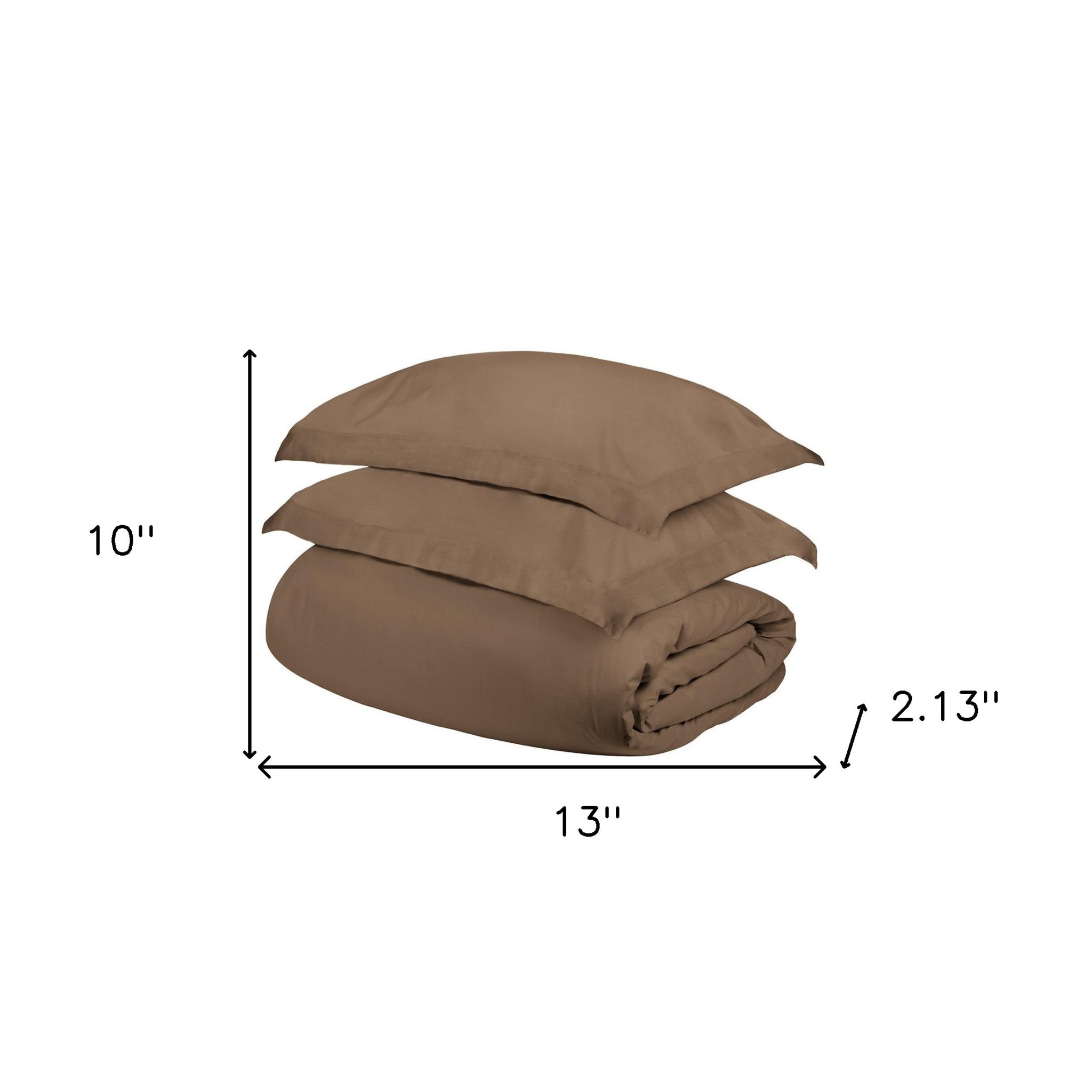 Taupe Twin Cotton Blend 300 Thread Count Washable Duvet Cover Set